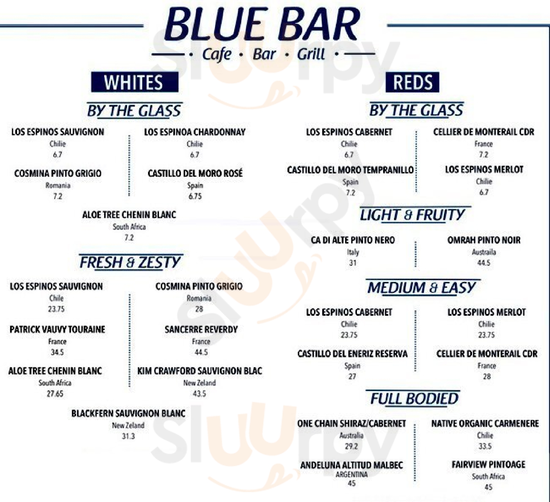 Blue Bar Skerries Menu - 1