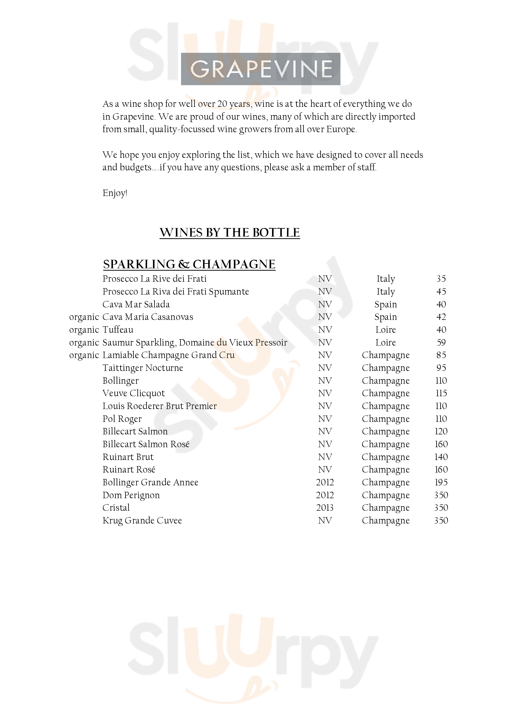 Grapevine Dalkey Menu - 1