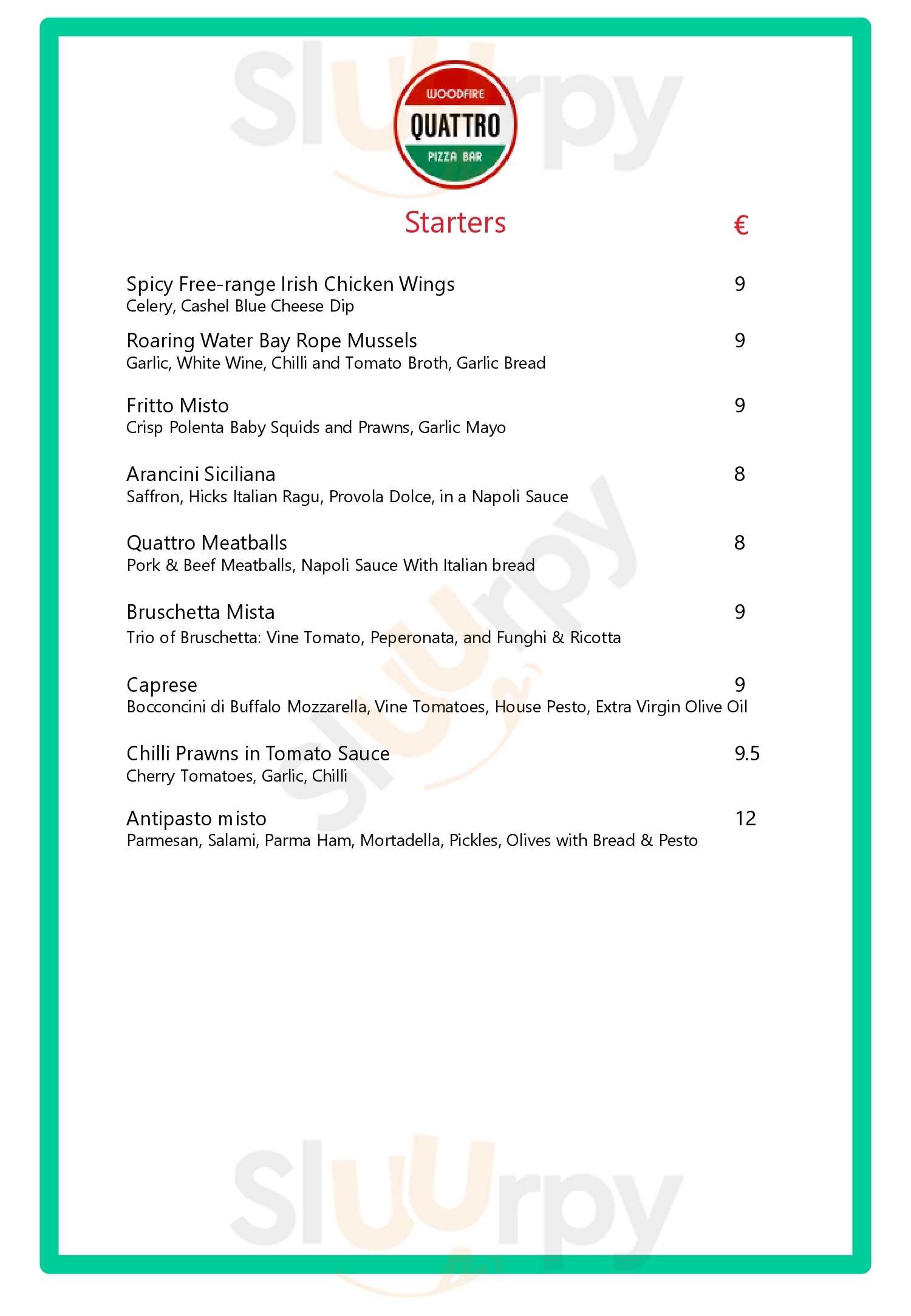 Quattro Woodfired Pizza Stepaside Menu - 1