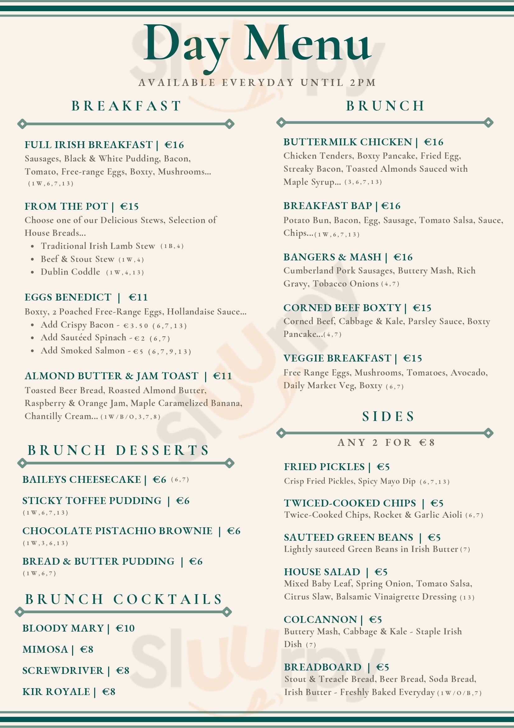 Main Menu - The Boxty House