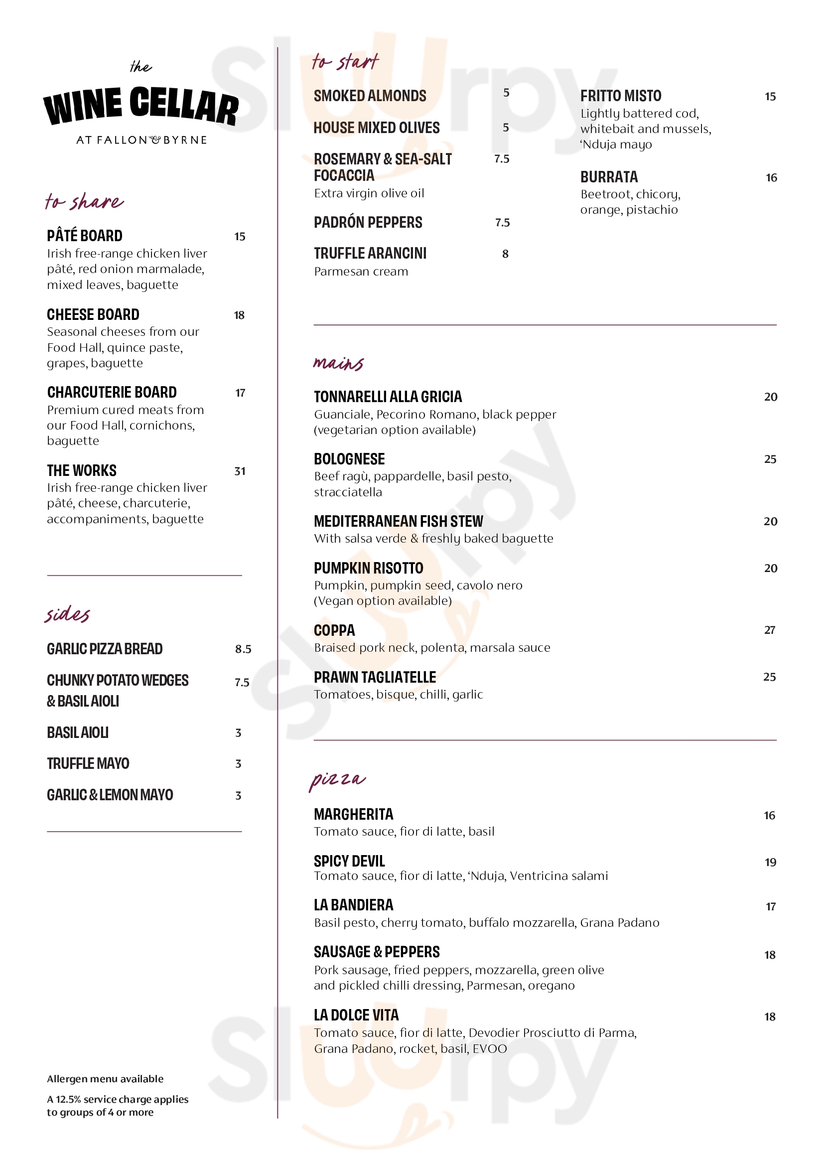 Fallon & Byrne People's Park Dun Laoghaire Menu - 1