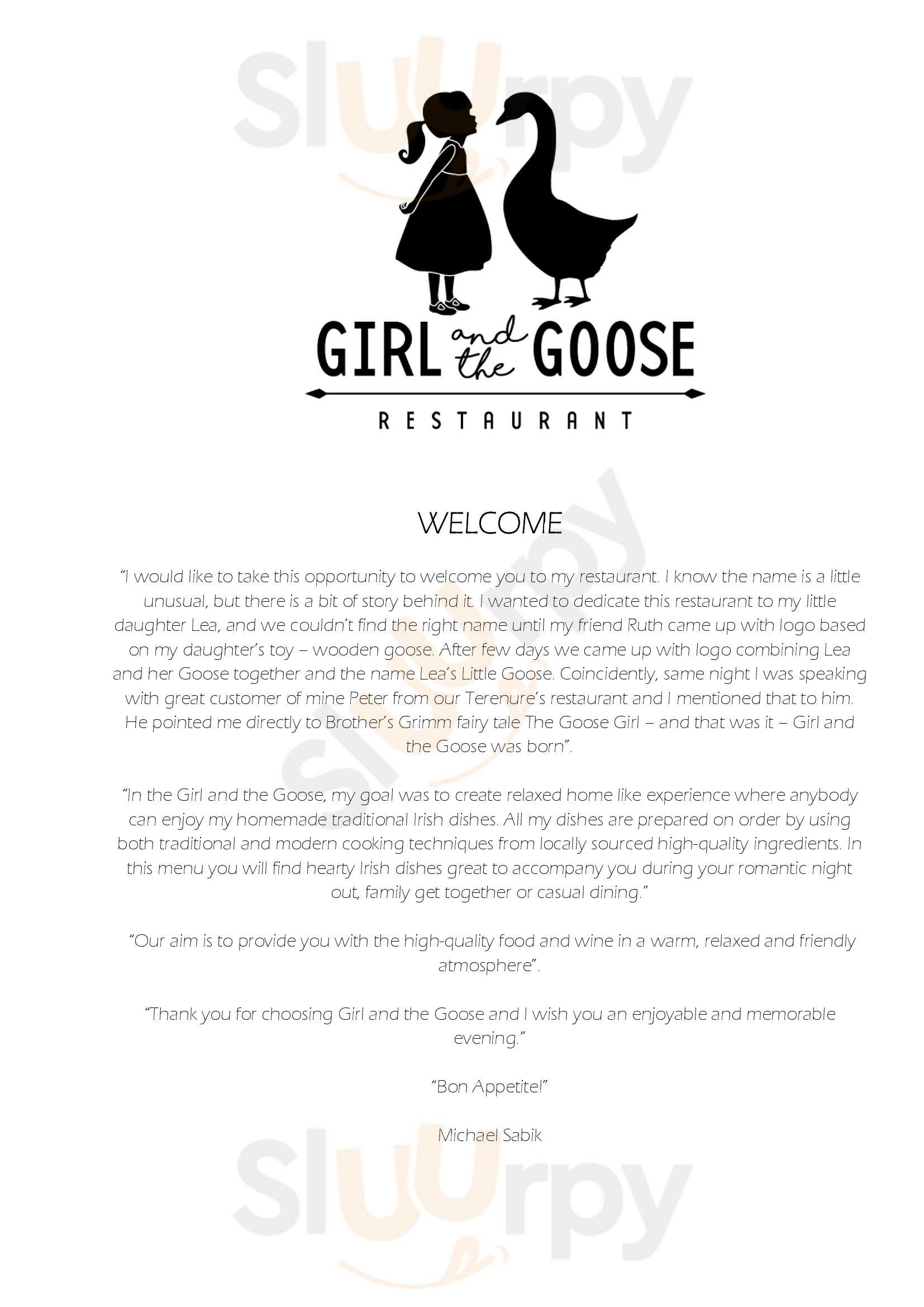 Girl And The Goose Restaurant Dublin Menu - 1