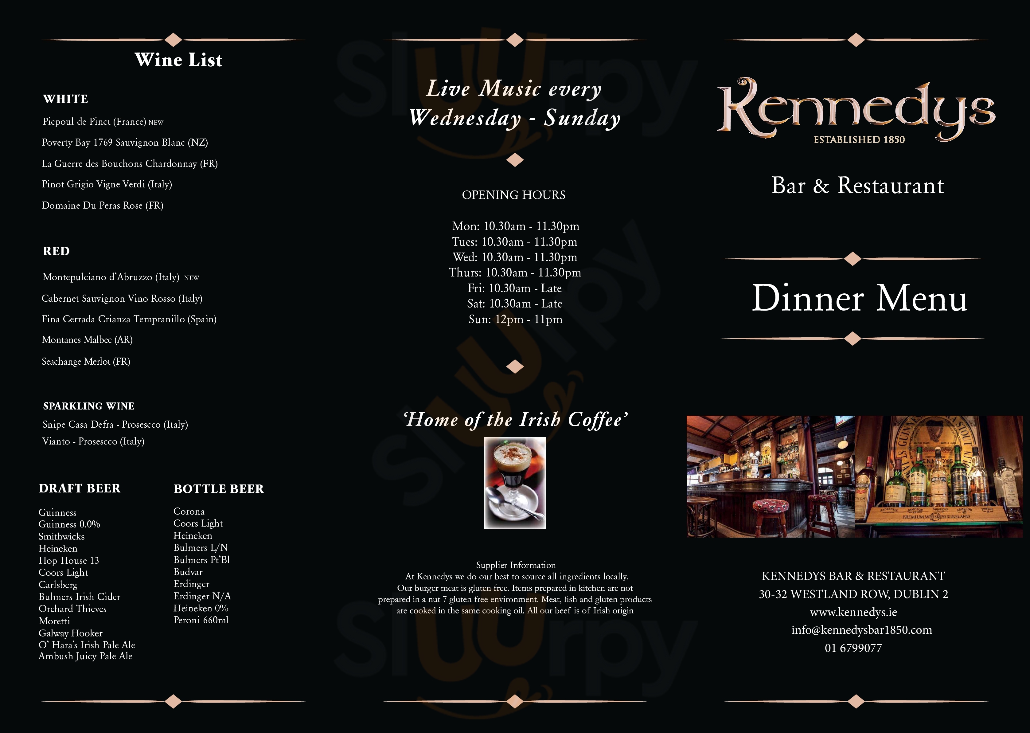 Kennedy’s Bar & Restaurant Dublin Menu - 1
