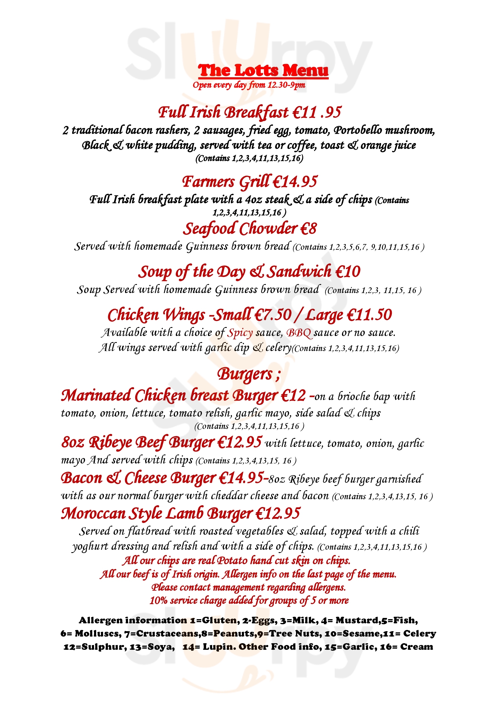 The Lotts Cafe Bar Dublin Menu - 1