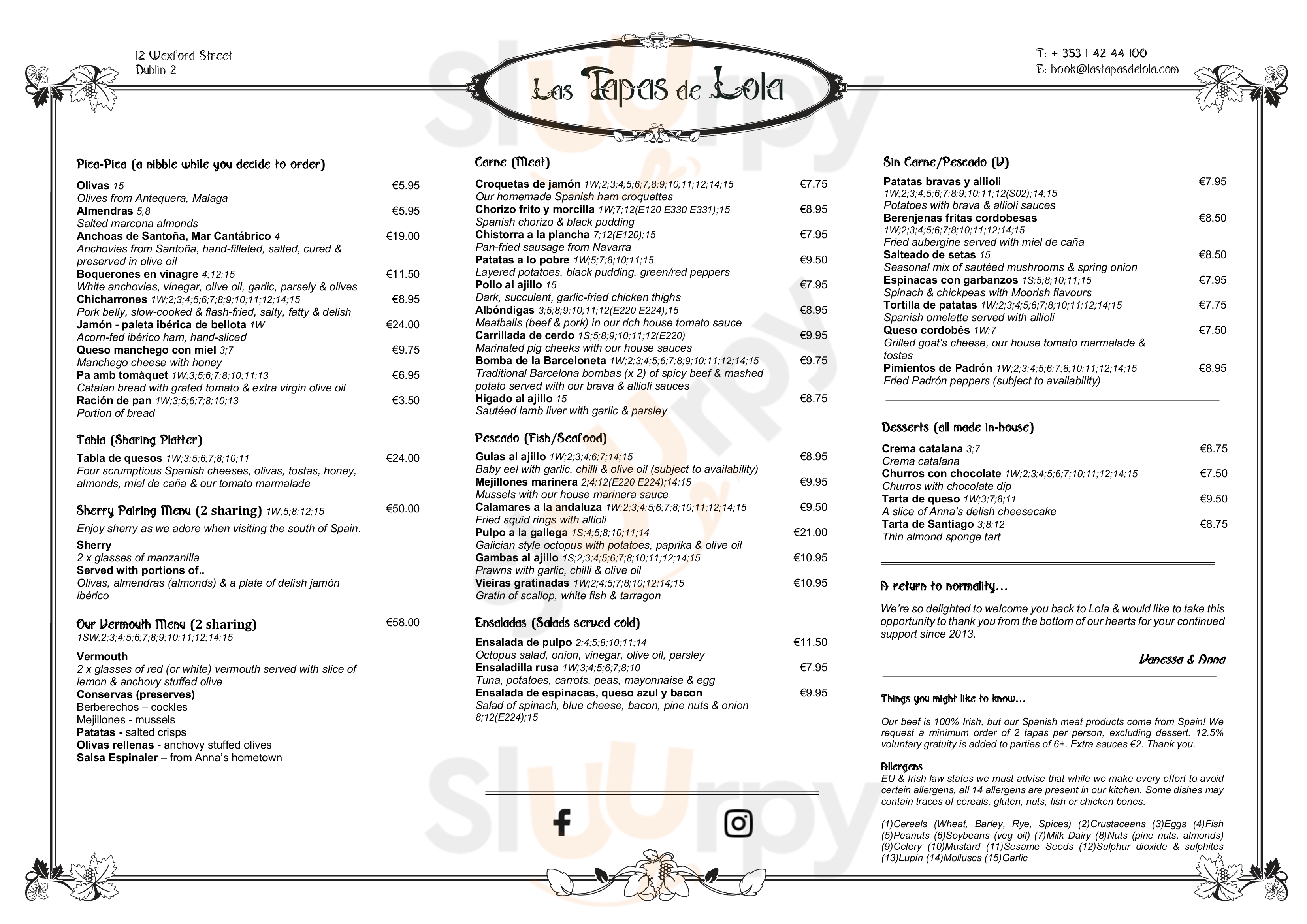 Las Tapas De Lola Dublin Menu - 1