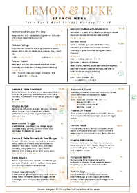 Lemon And Duke Bar menu