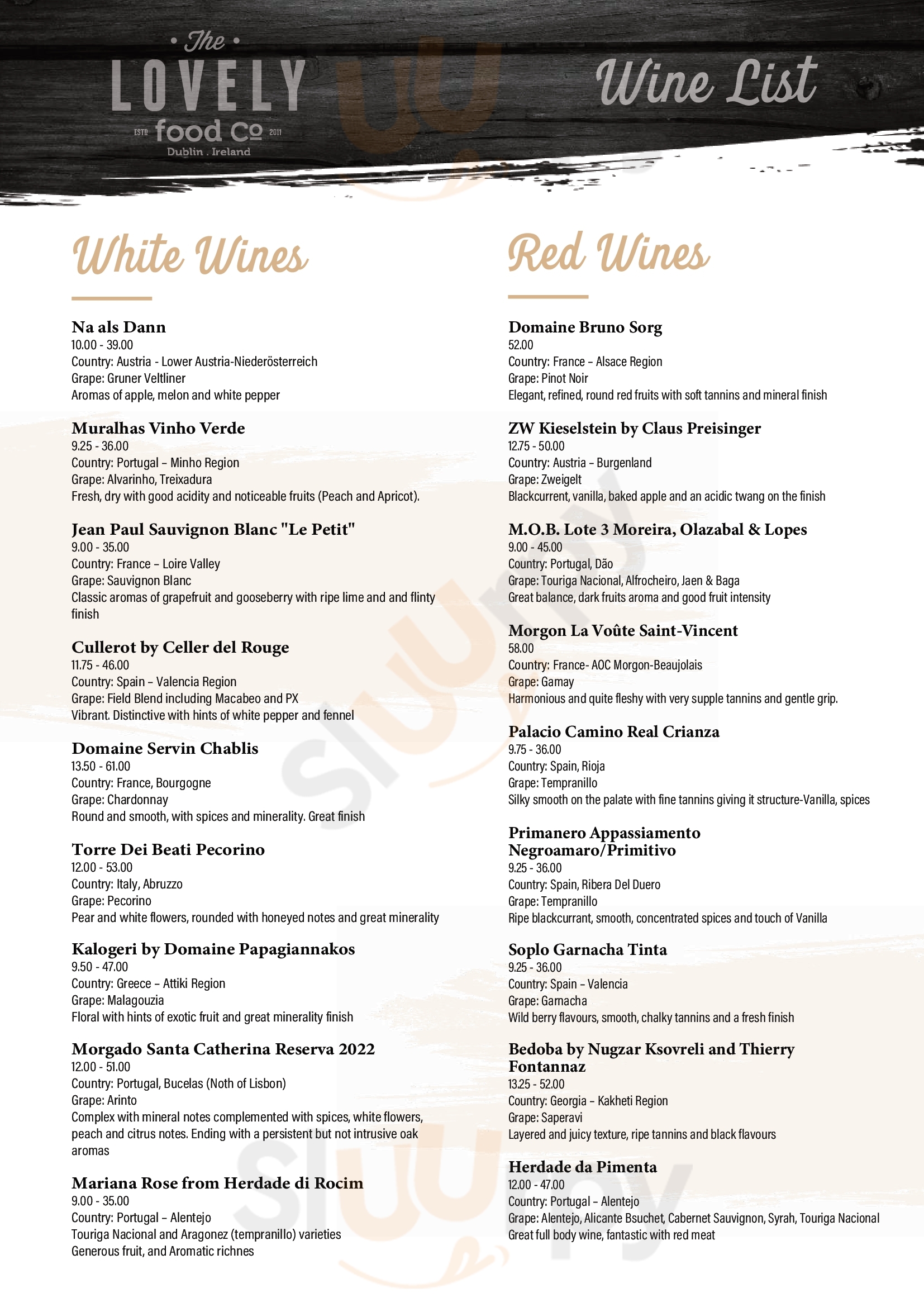 Lark Cafe Restaurant Dublin Menu - 1