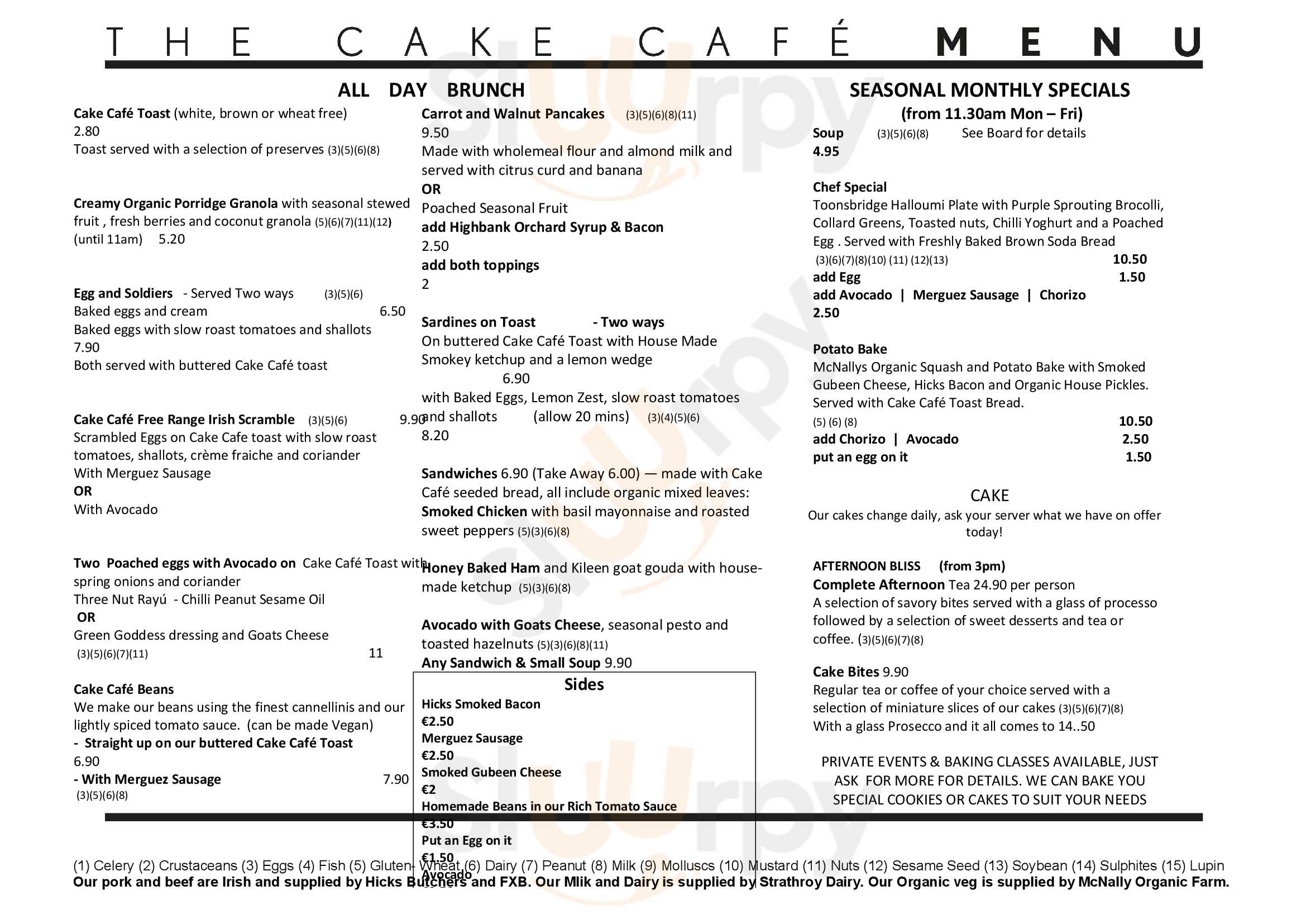 The Cake Cafe Dublin Menu - 1