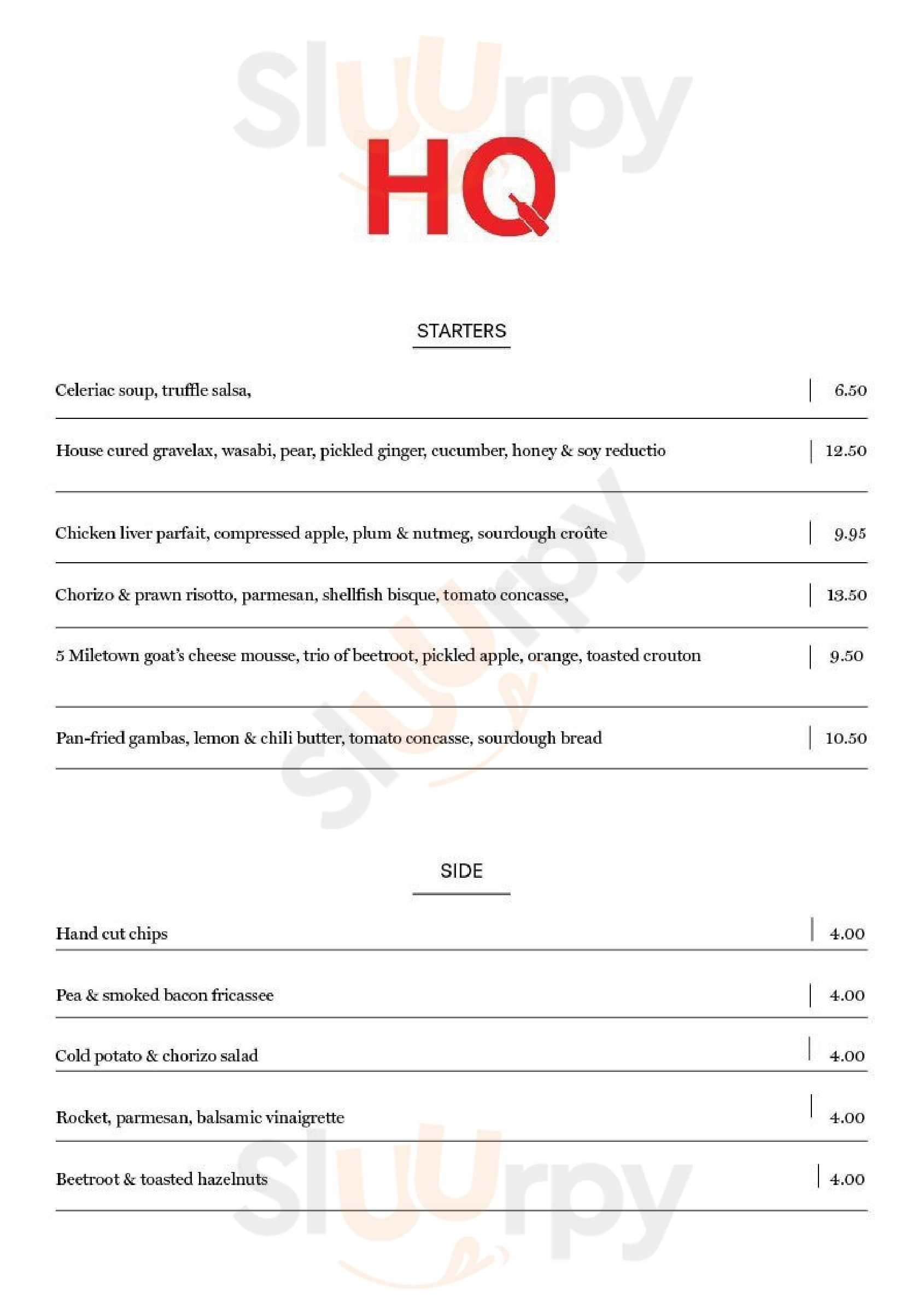 Hq Restaurant & Gastro Bar Dublin Menu - 1
