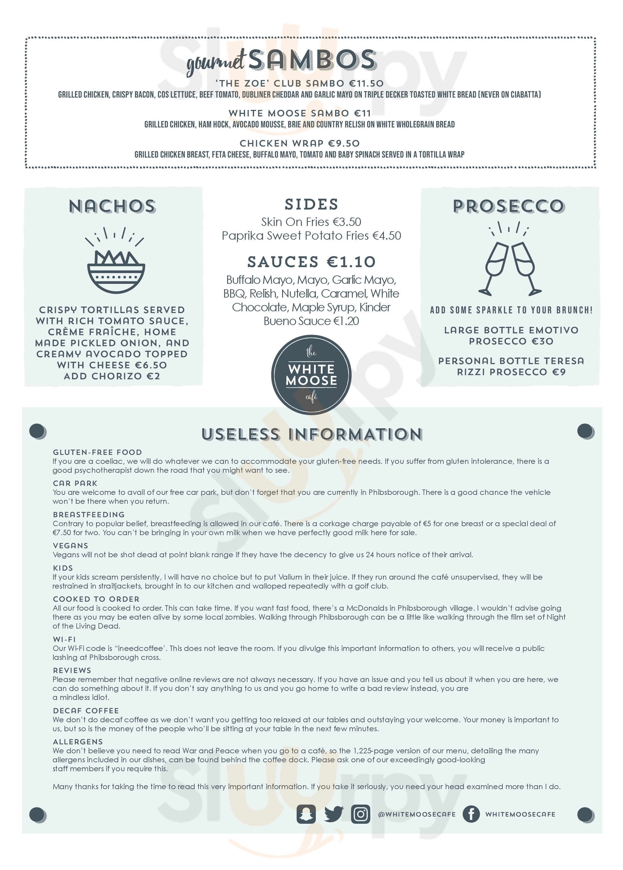 Main Menu - White Moose Cafe