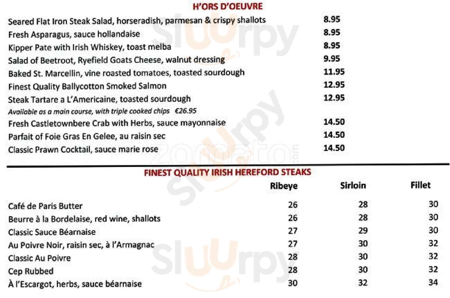 Marco Pierre White Steakhouse And Grill Dublin Menu - 1