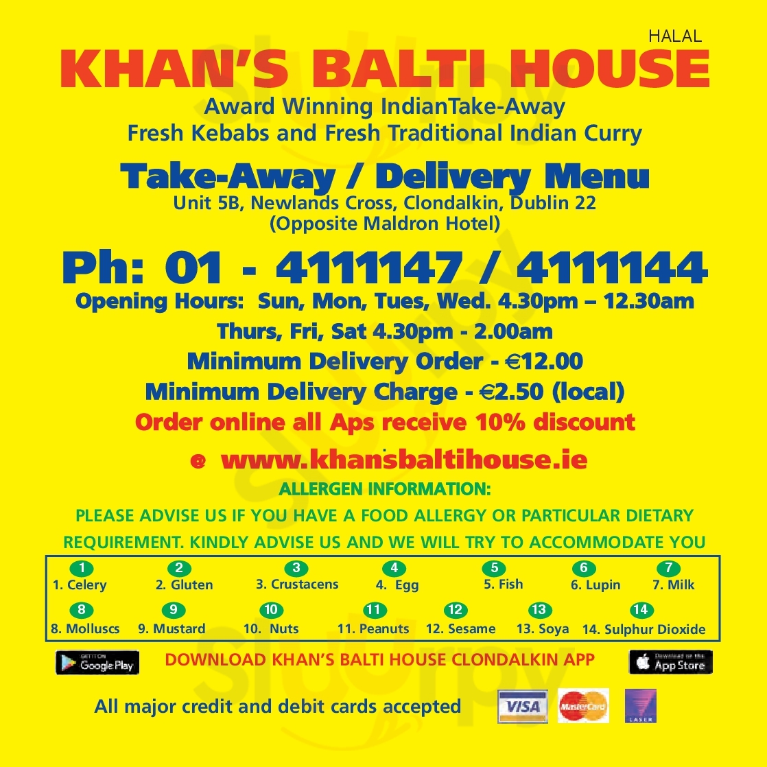 Khan’s Balti House Clondalkin Menu - 1