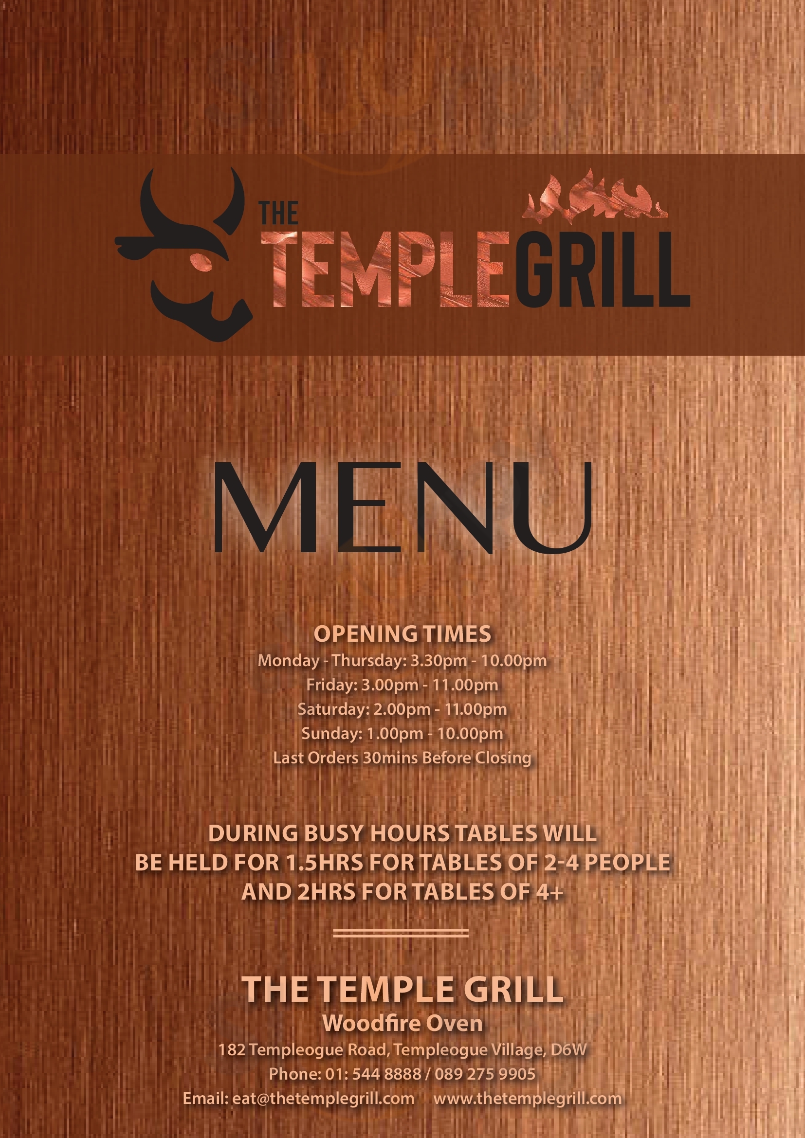 The Temple Grill Templeogue Menu - 1