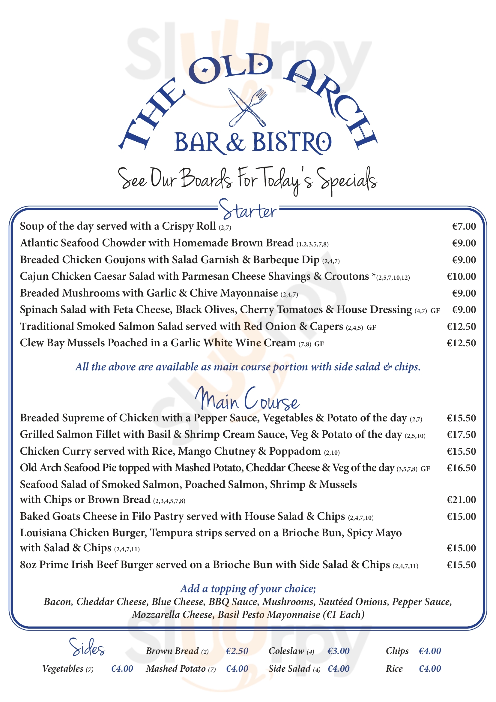 The Old Arch - Bar & Bistro Claremorris Menu - 1