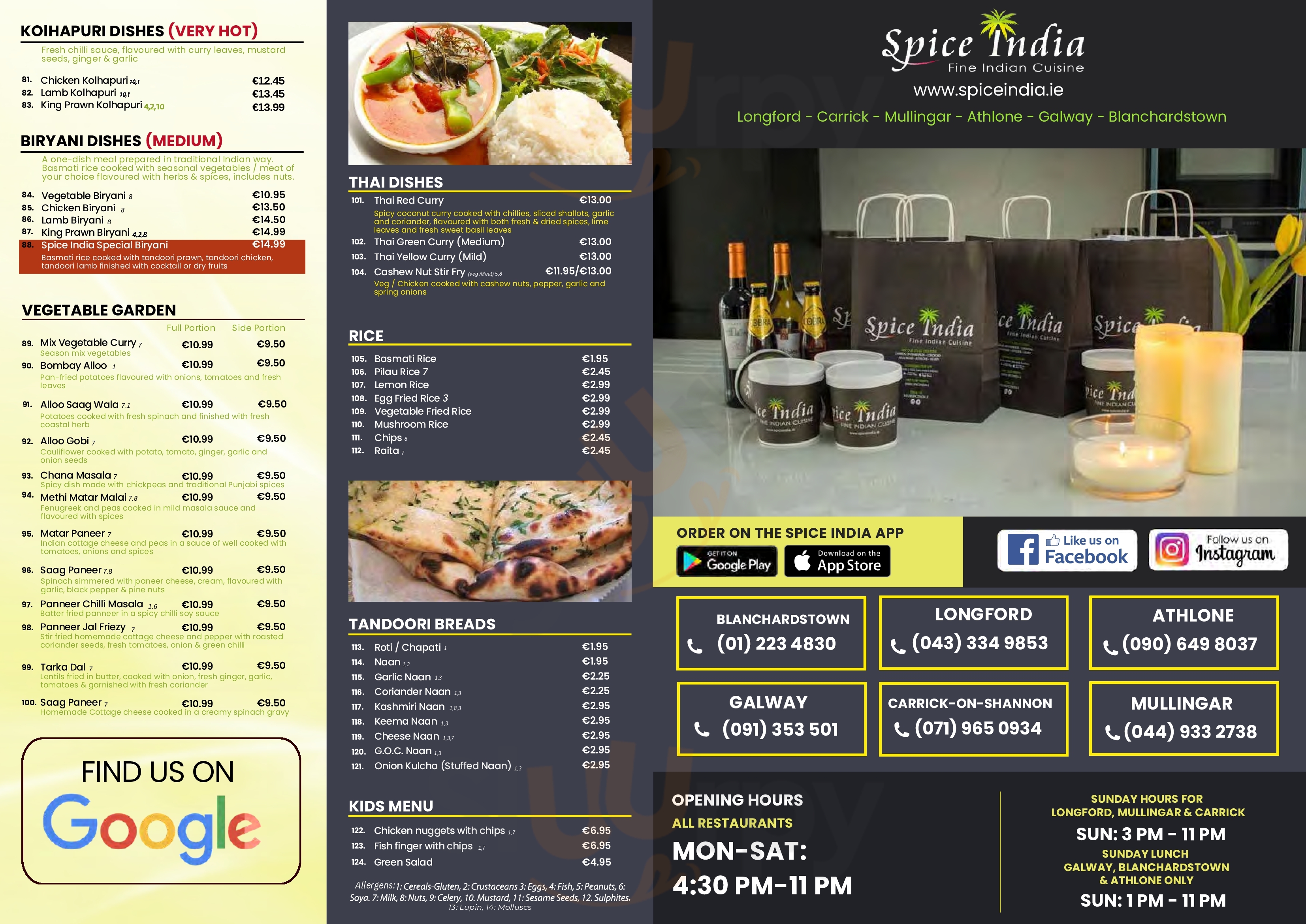 Spice Inida Fine Indian Cuisine Carrick-on-Shannon Menu - 1