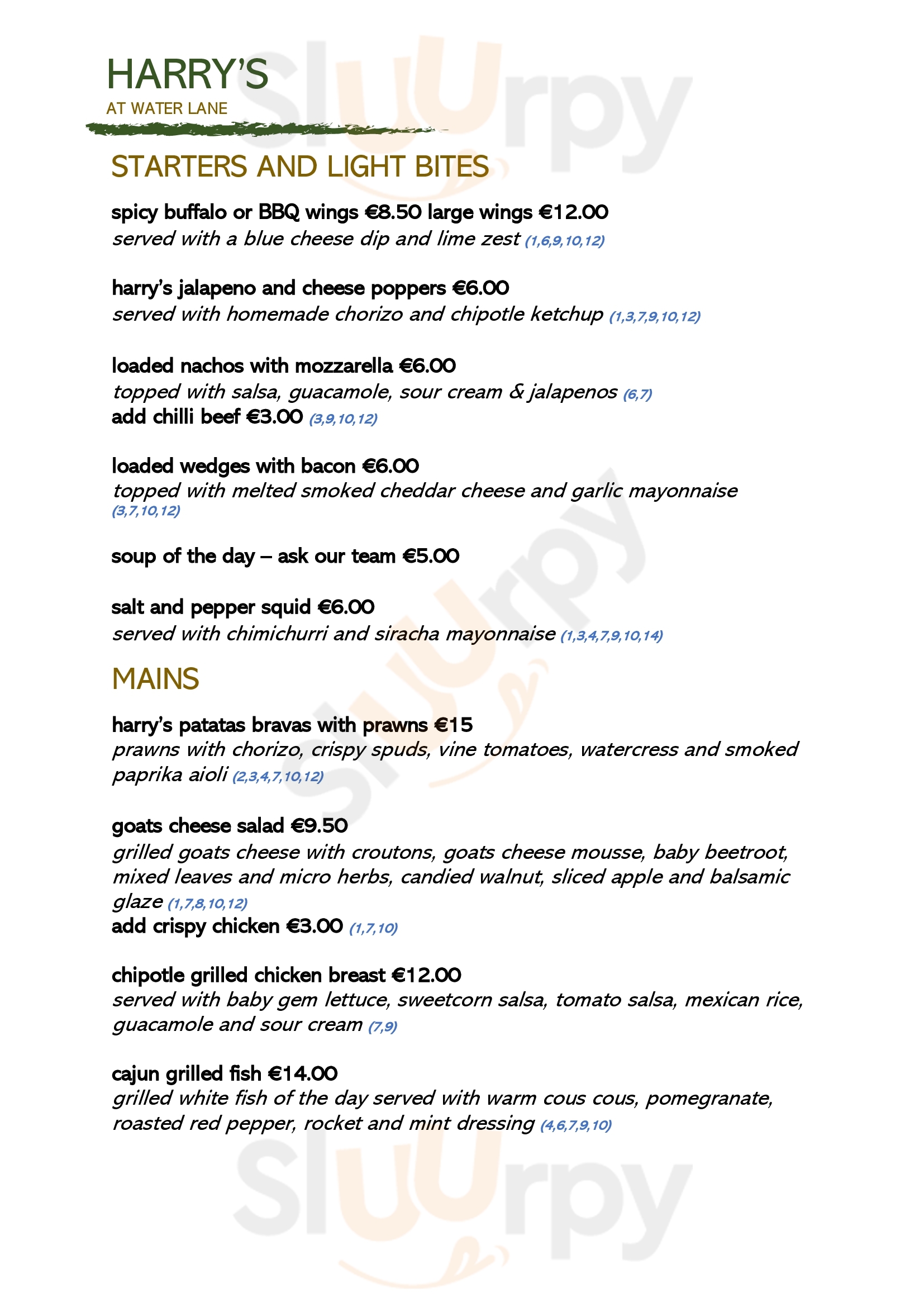 Harry's Bar Galway Menu - 1