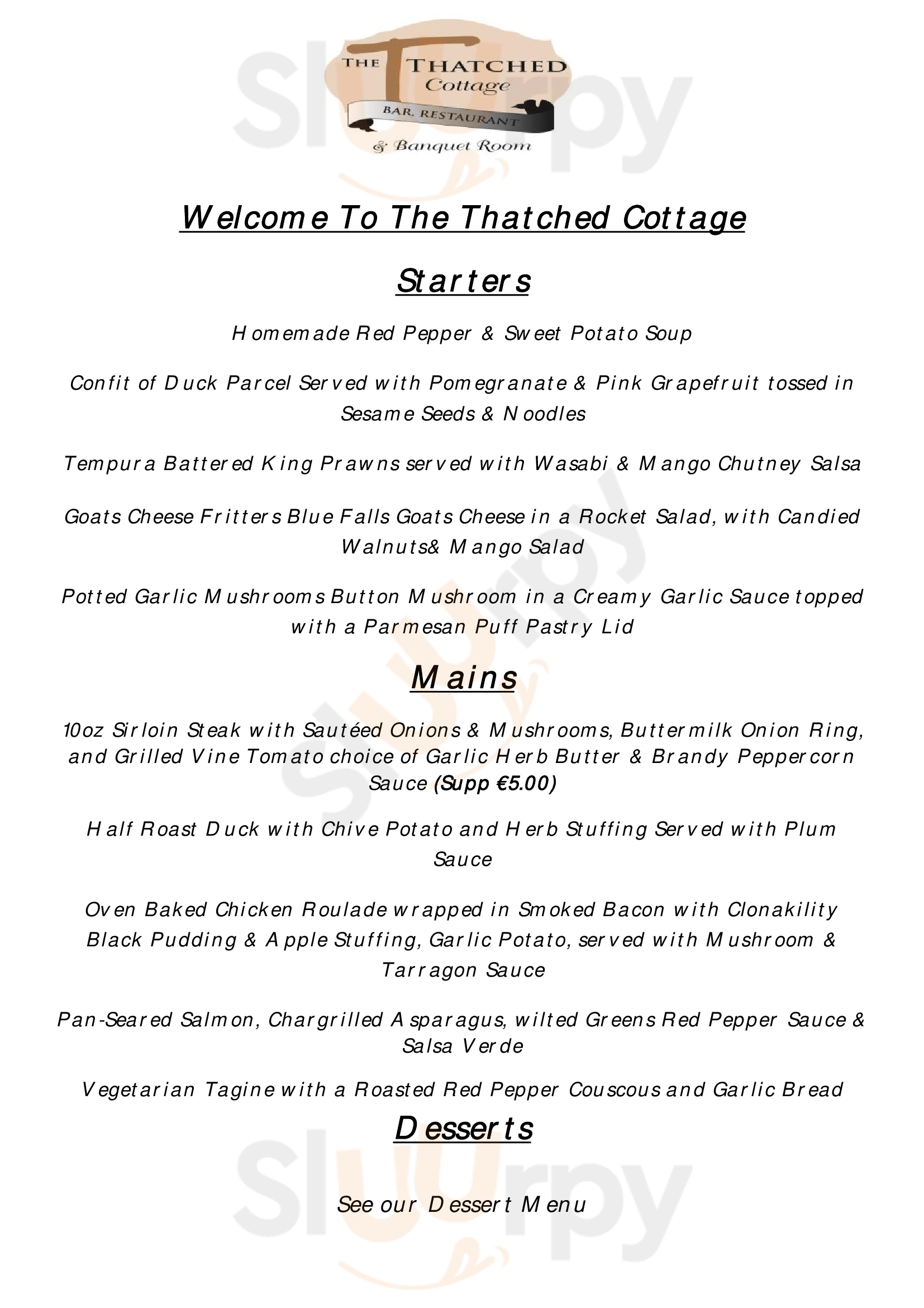 The Thatched Cottage Nenagh Menu - 1