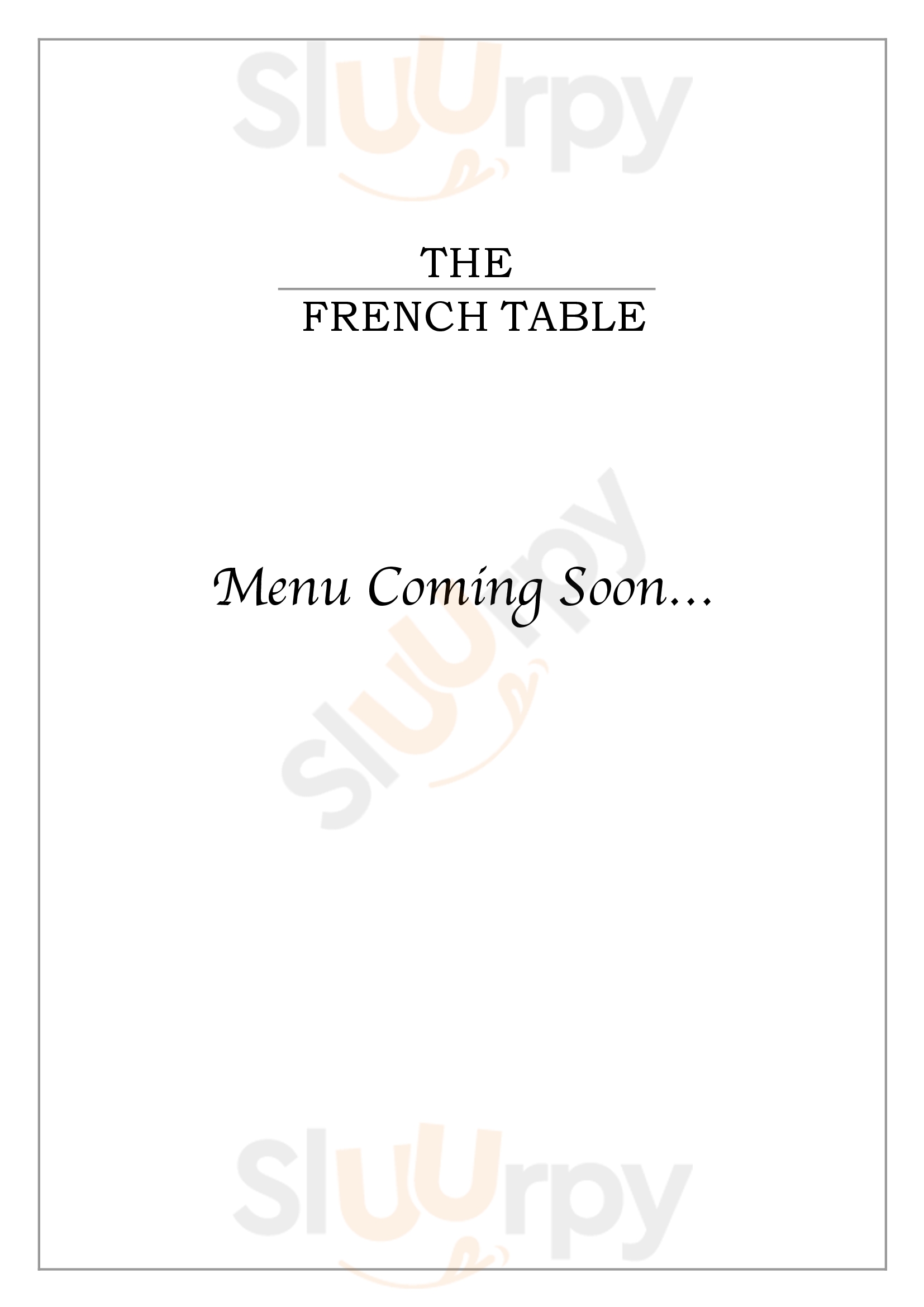 The French Table Limerick Menu - 1