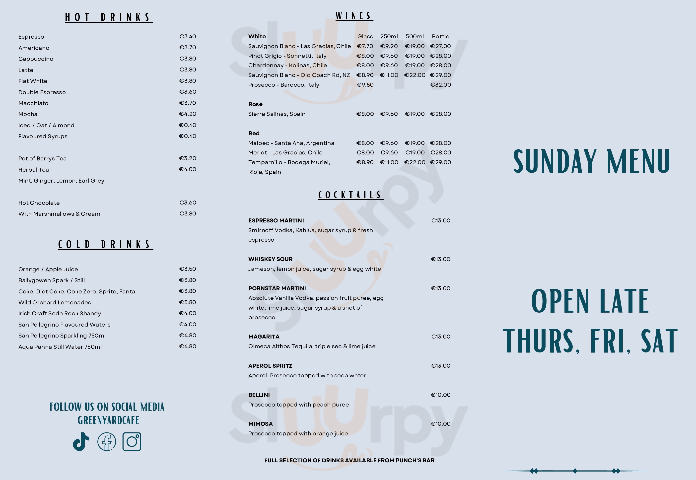 Green Yard Cafe Limerick Menu - 1