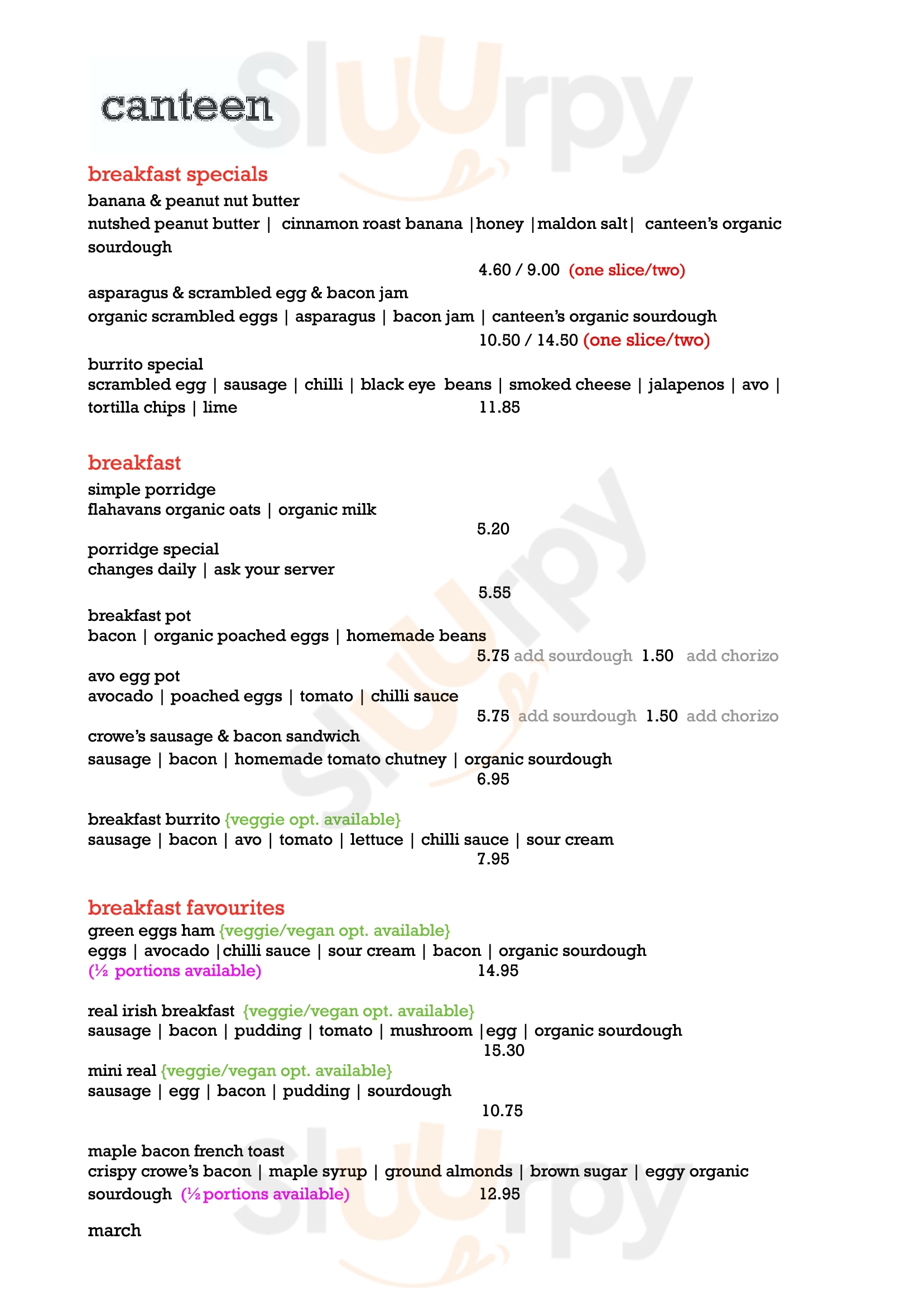 Canteen Limerick Menu - 1