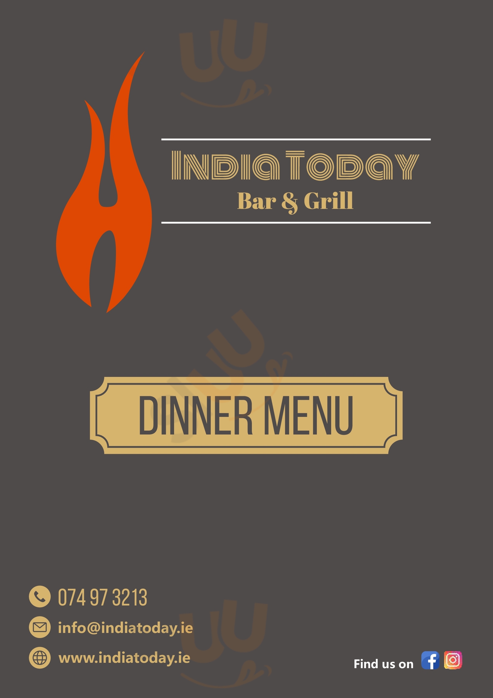 India Today Bar & Grill Dublin Menu - 1