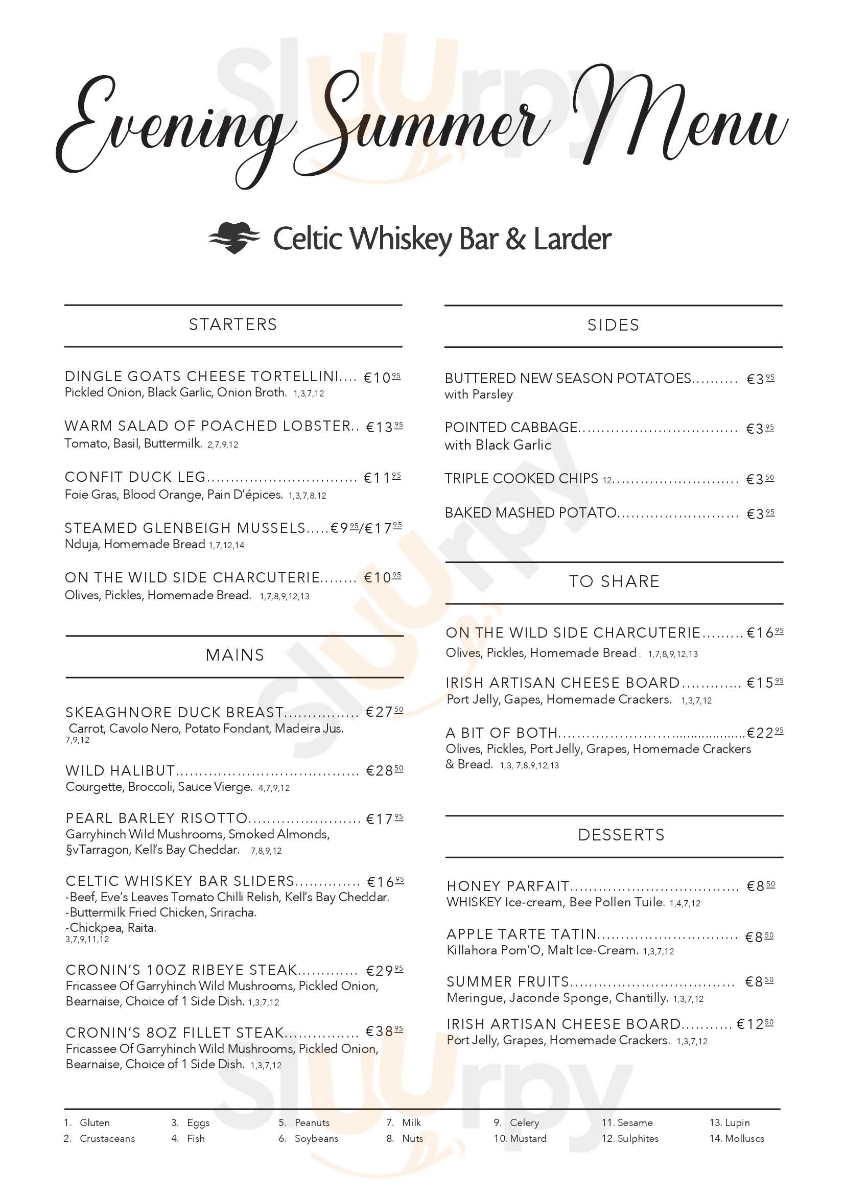 Celtic Whiskey Bar & Larder Killarney Menu - 1