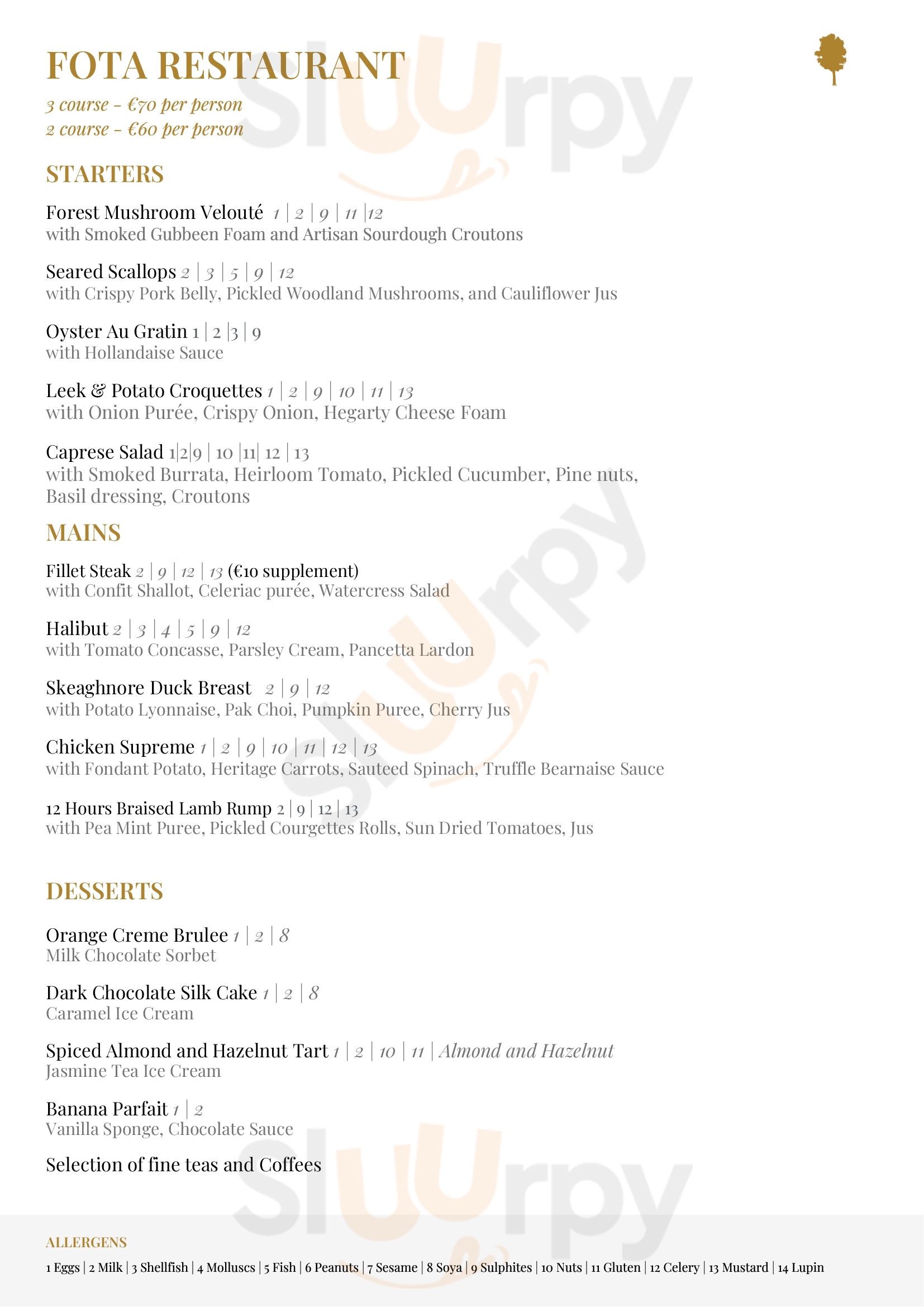 The Fota Restaurant Fota Island Menu - 1