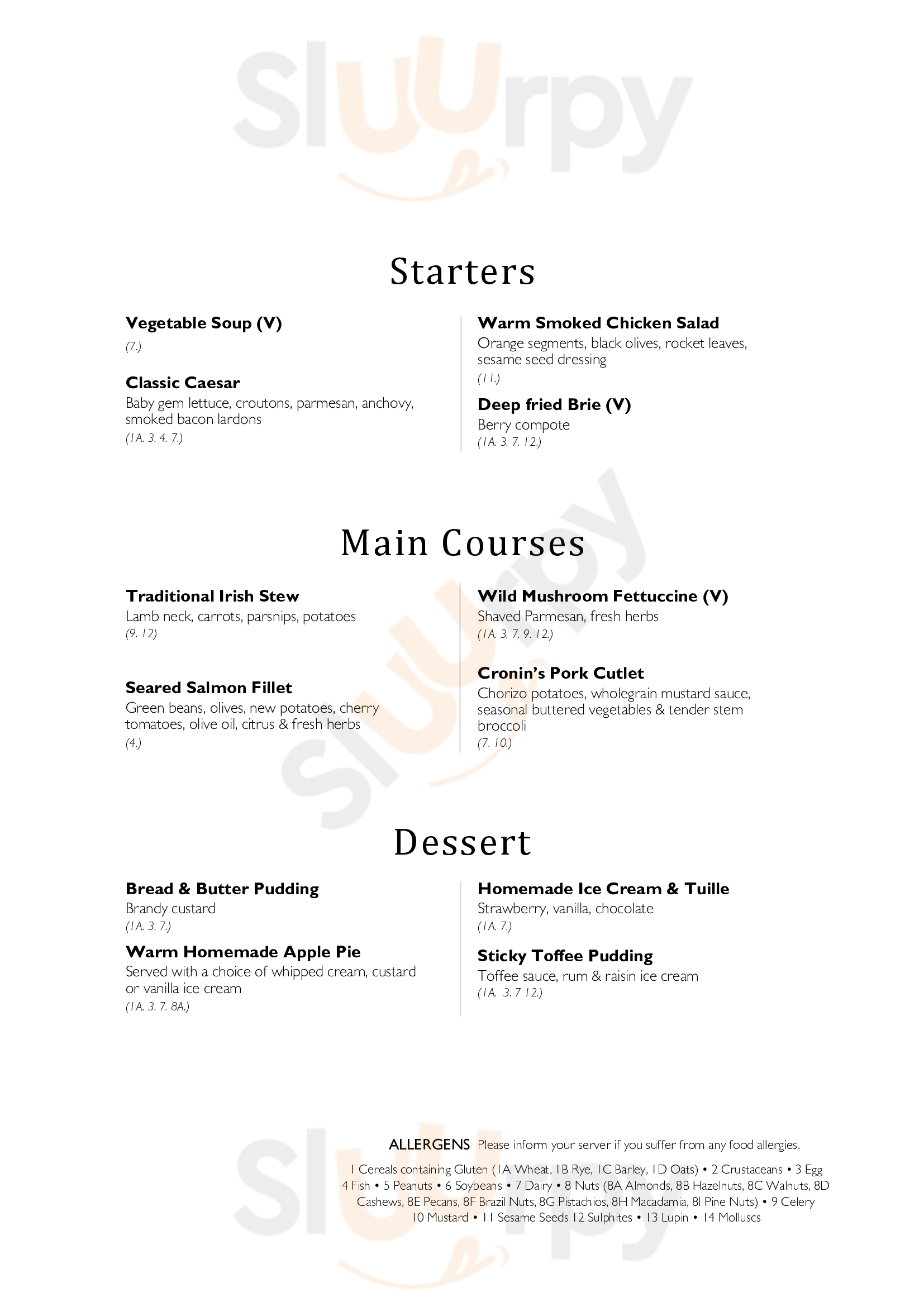 The Innisfallen Restaurant Killarney Menu - 1