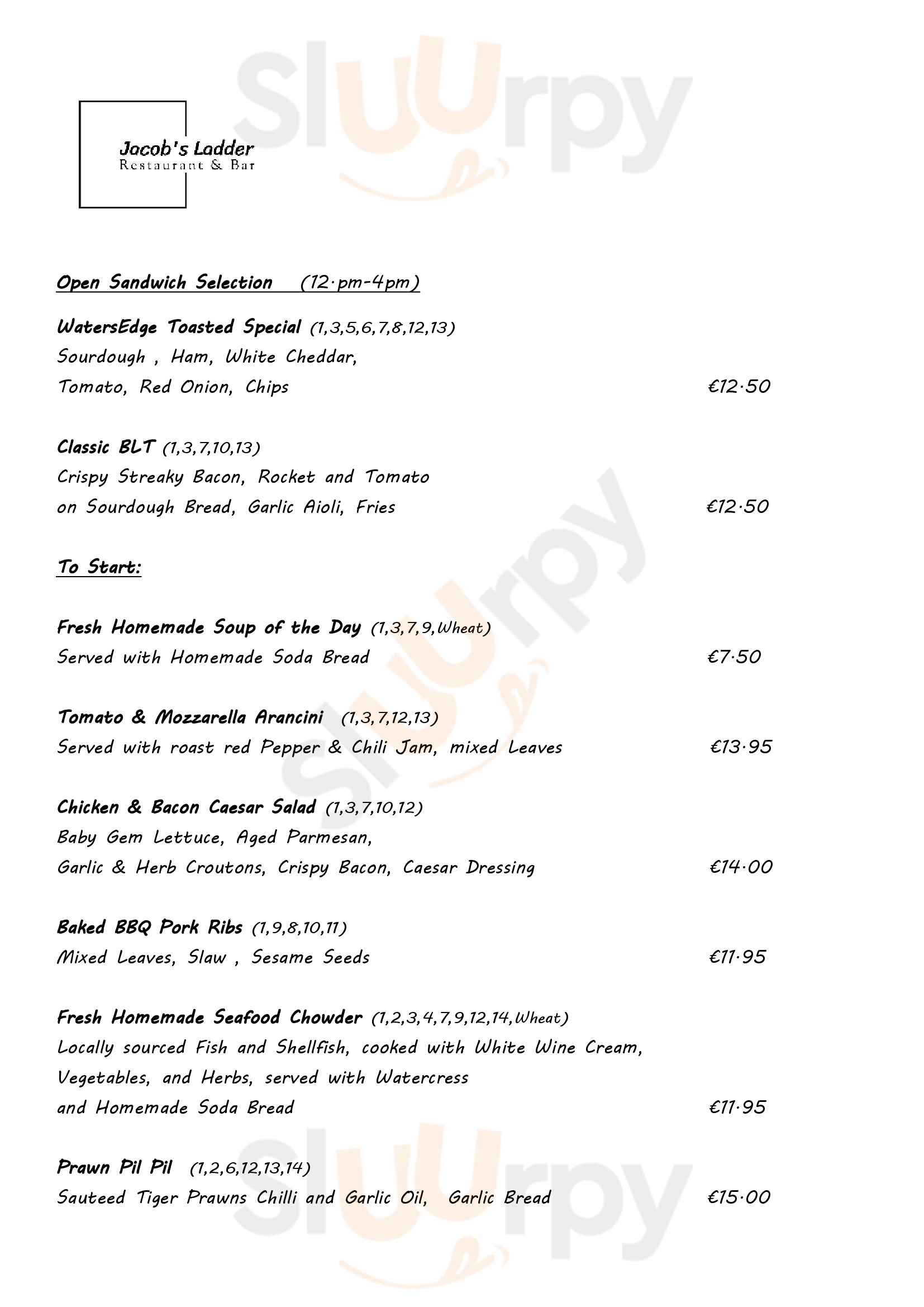 Jacobs Ladder Restaurant Cobh Menu - 1