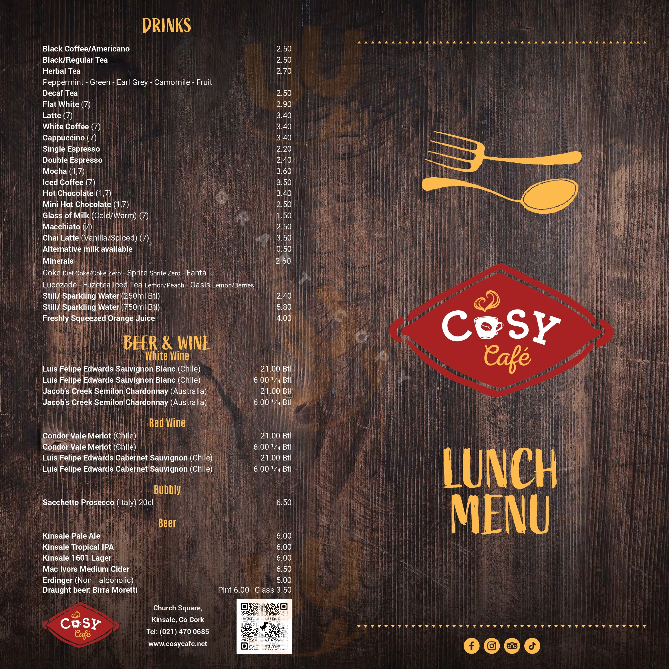 Cosy Cafe Kinsale Menu - 1