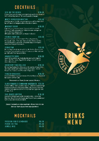The Copper Grove menu