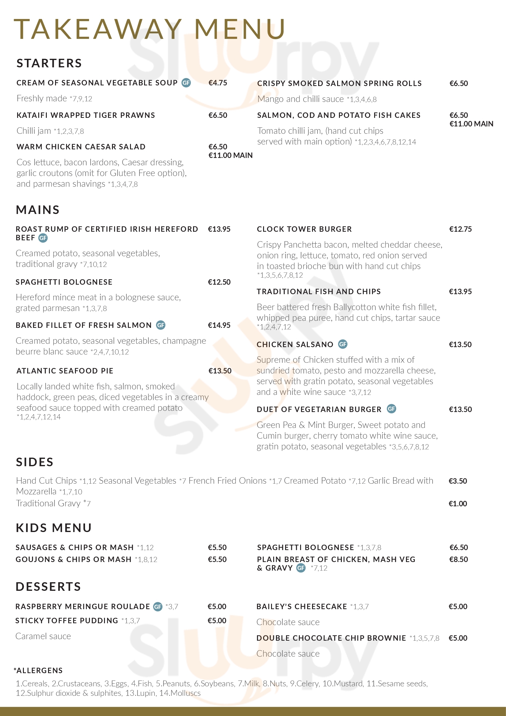 The Walter Raleigh Hotel Youghal Menu - 1
