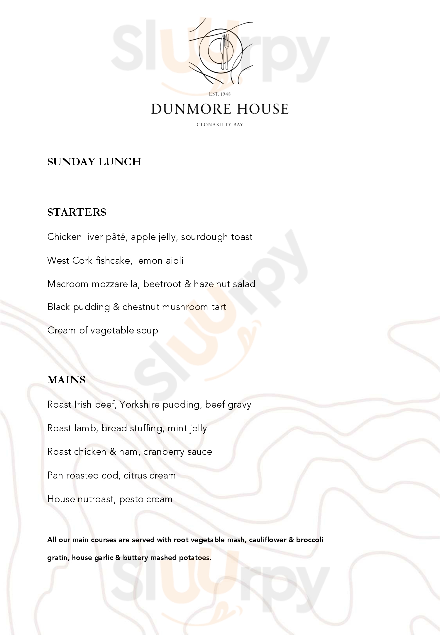 Adrift At Dunmore House Hotel Clonakilty Menu - 1