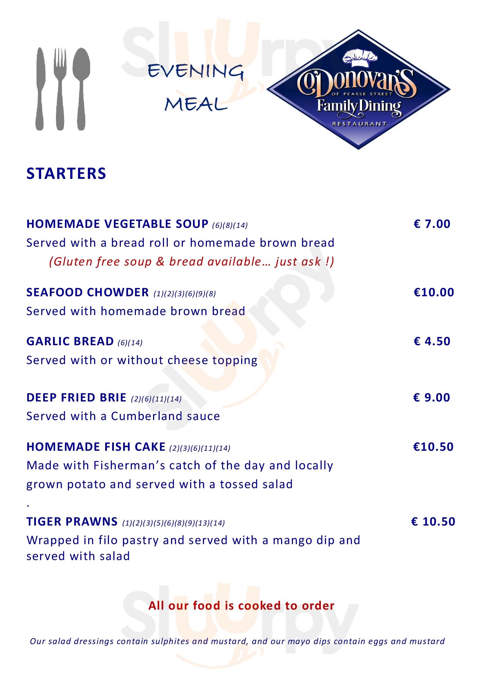 O'donovan's Clonakilty Menu - 1