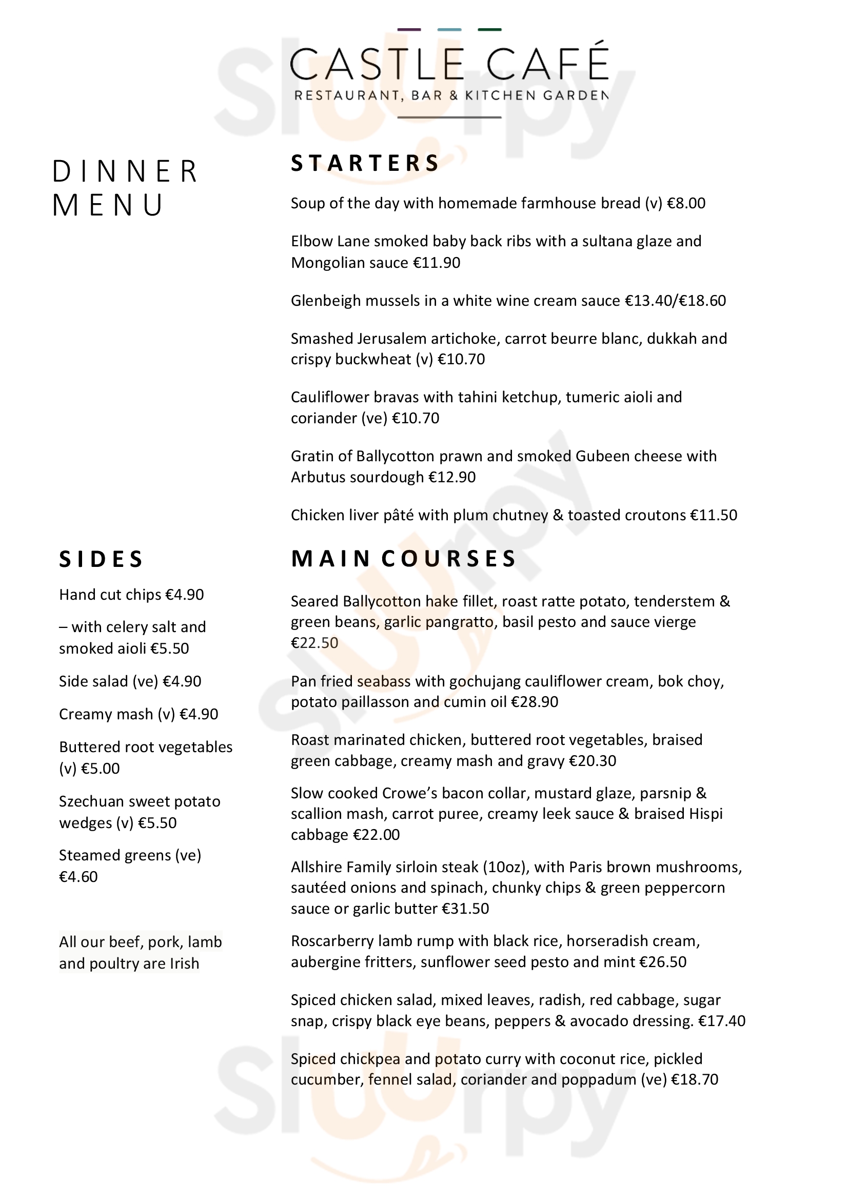 Main Menu - The Castle Cafe