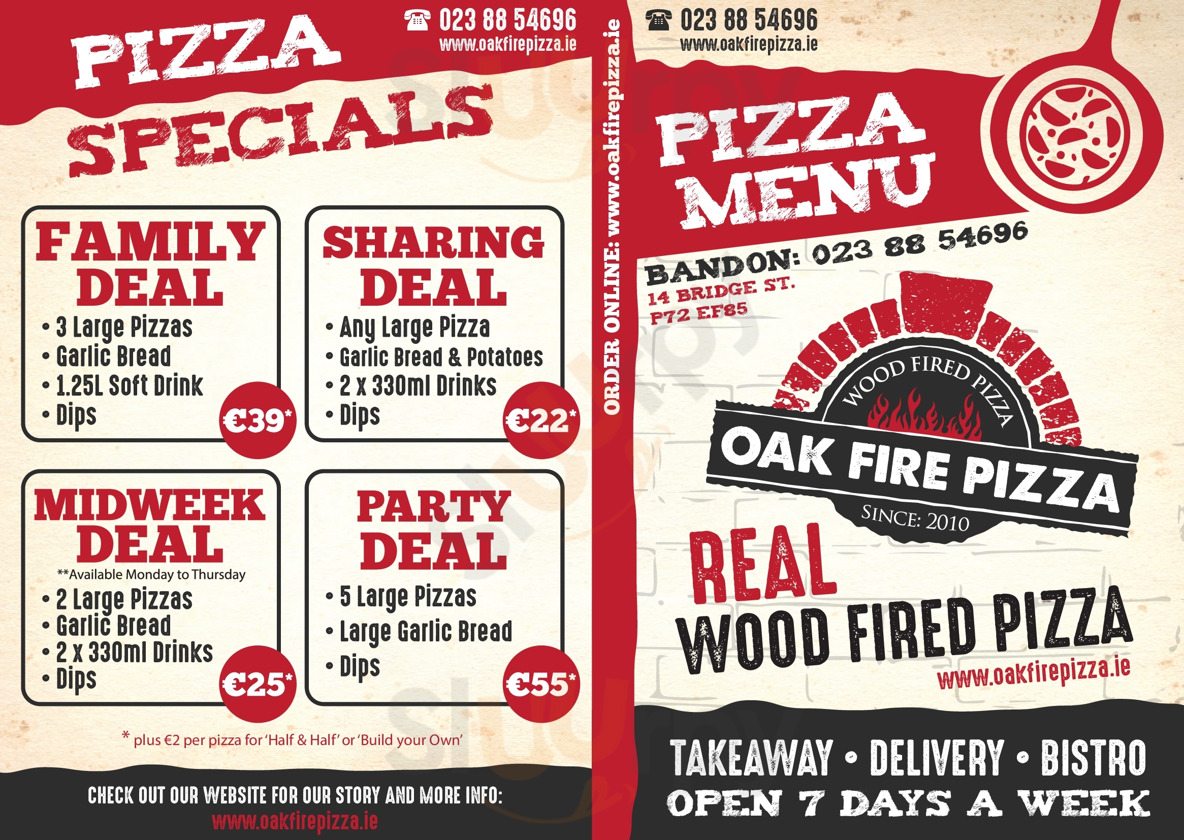 Oak Fire Pizza Cork Menu - 1