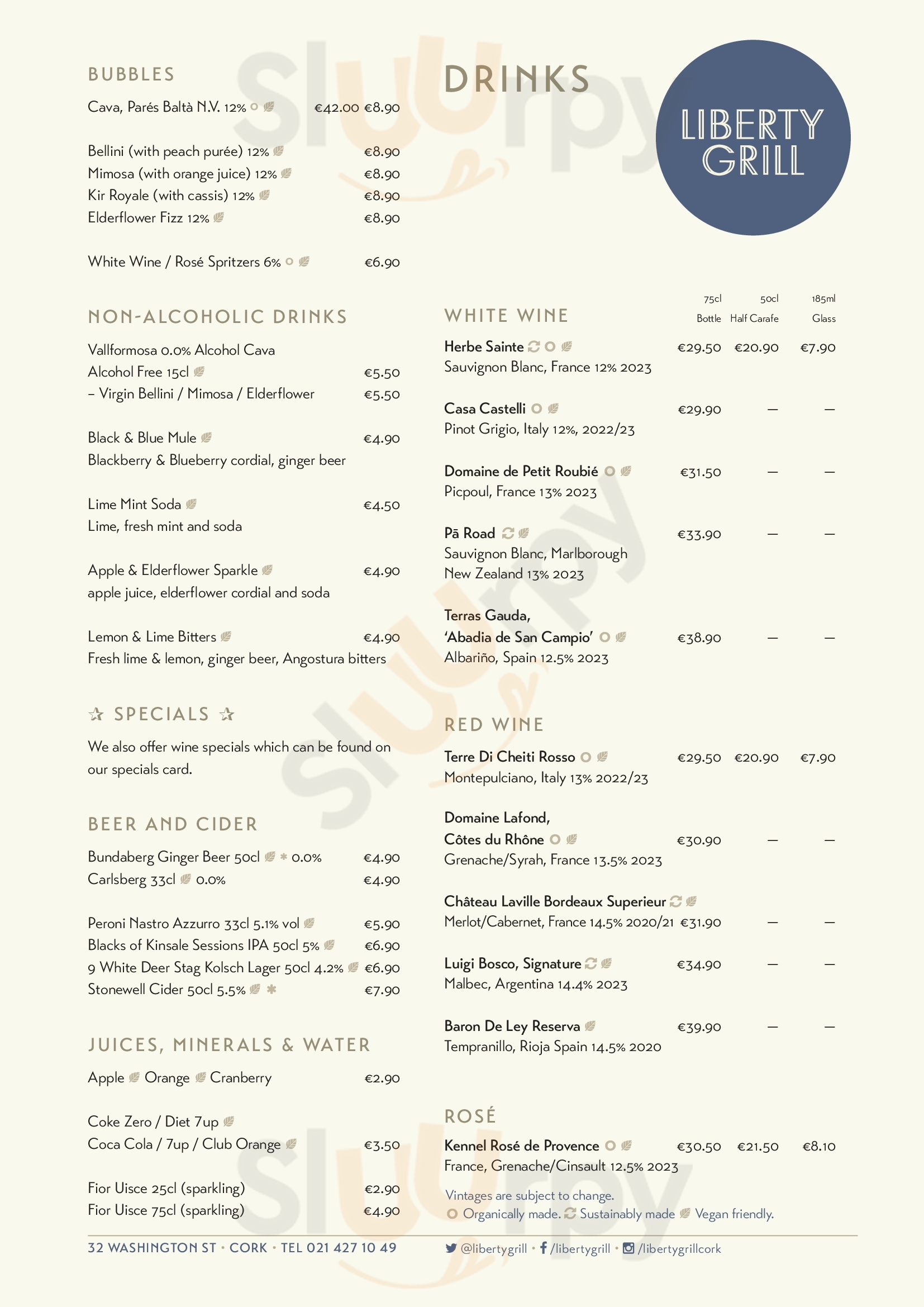 Liberty Grill Cork Menu - 1