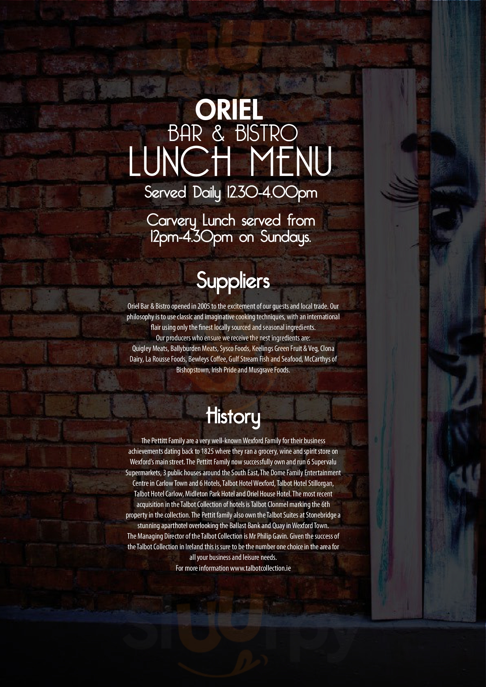 Main Menu - Oriel Bar & Bistro