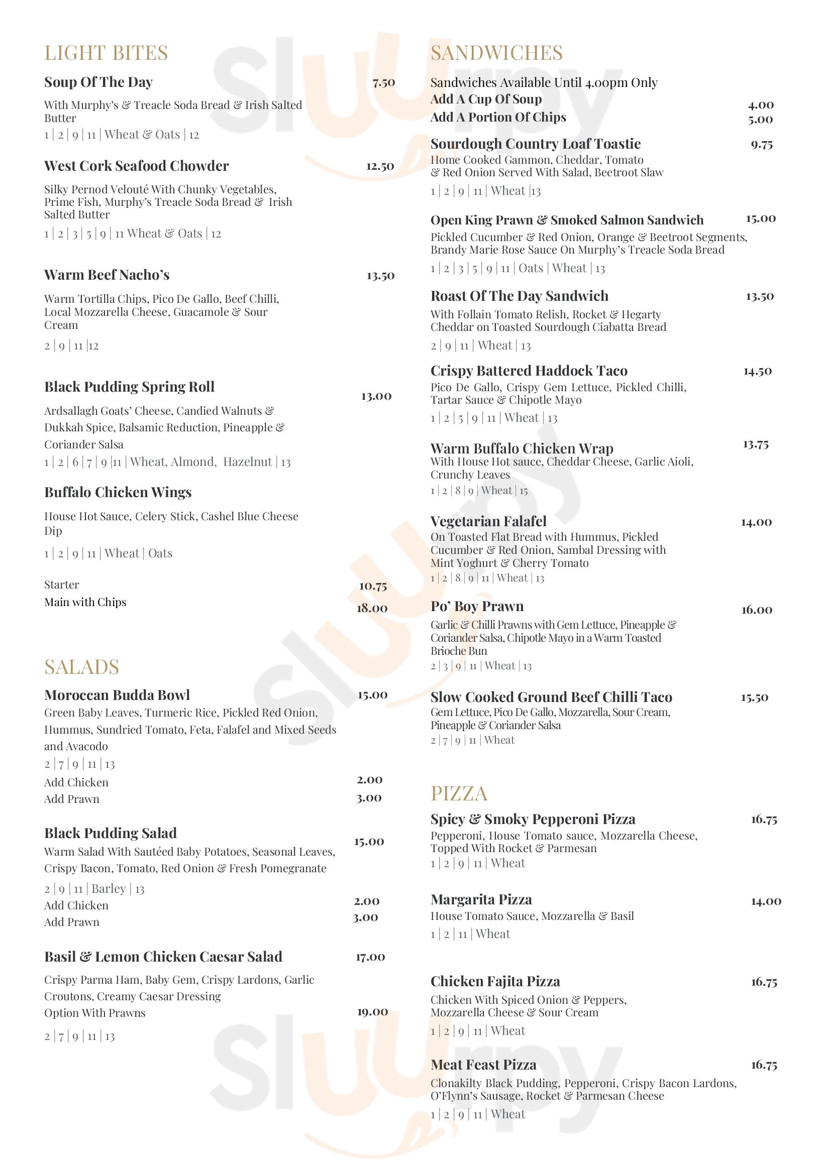 Main Menu - The 'spike Bar' At Fota Island Resort