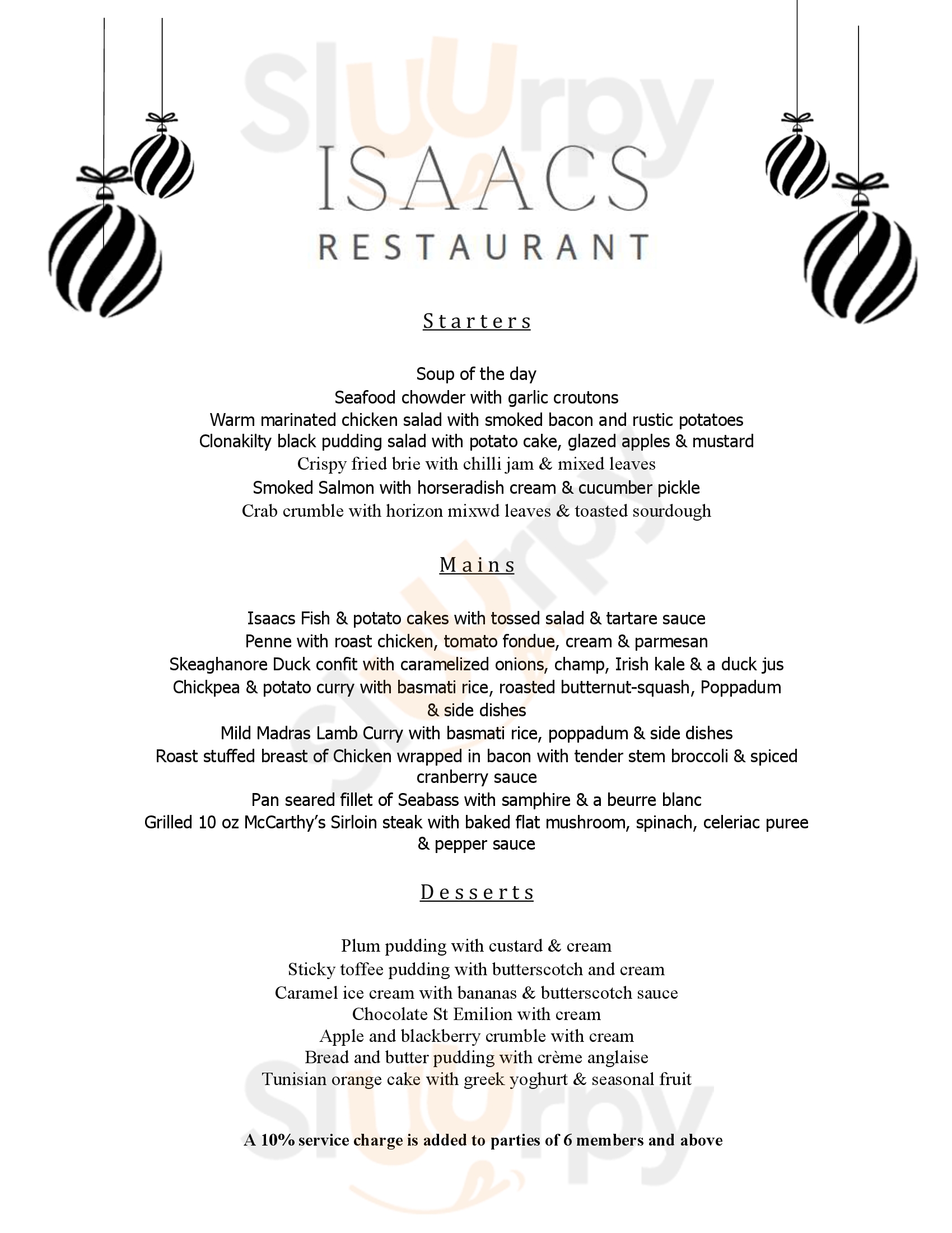 Isaac's Restaurant Cork Menu - 1