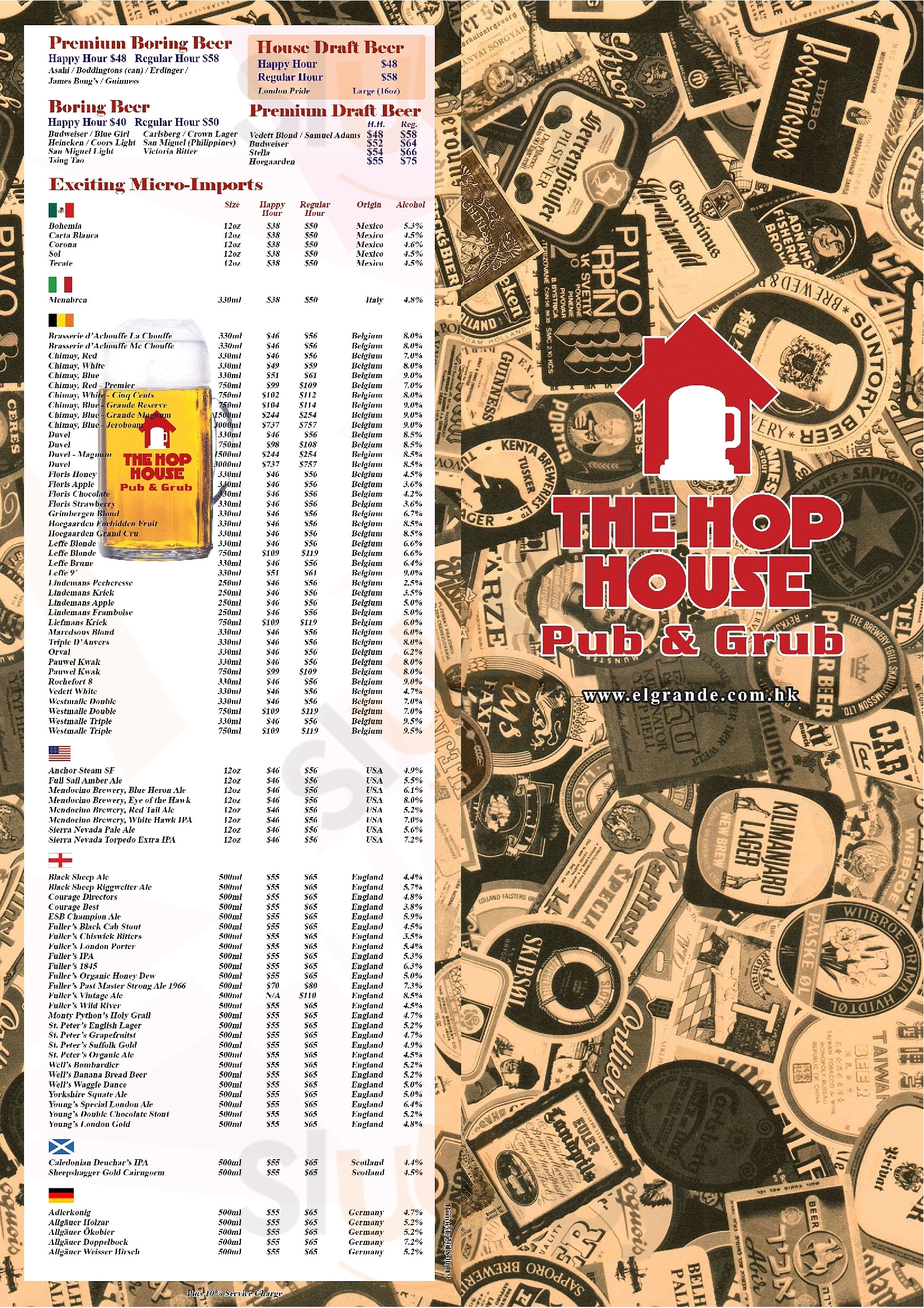 The Hop House Pub & Grub 香港 Menu - 1