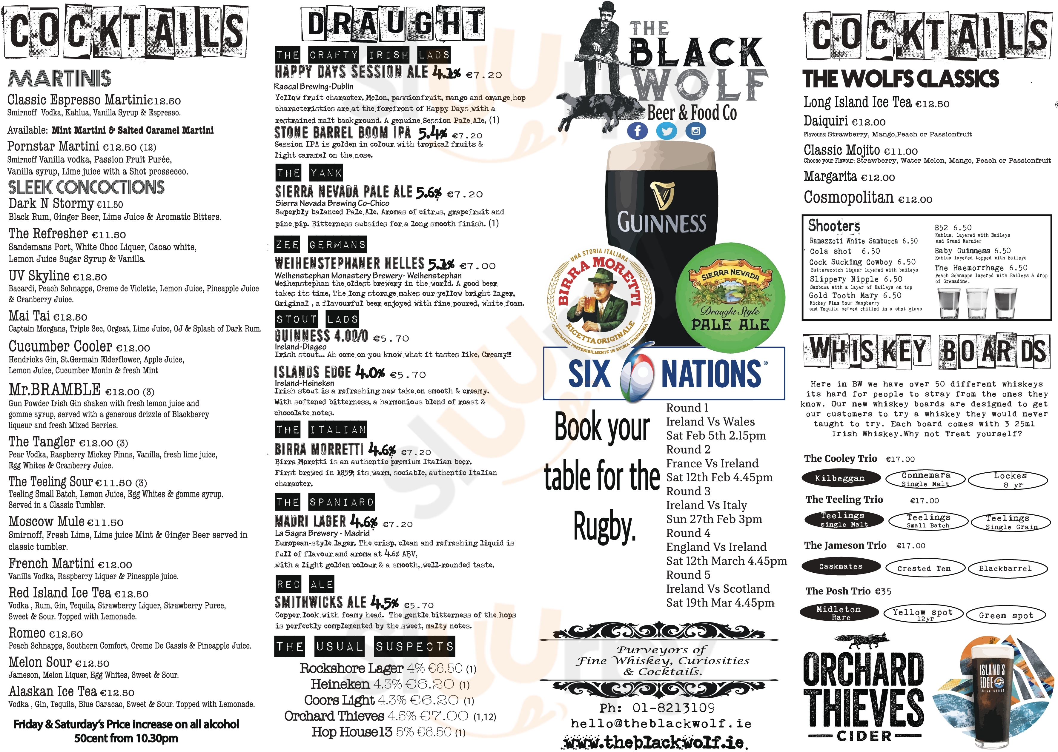 The Black Wolf Beer And Food Company Dublin Menu - 1