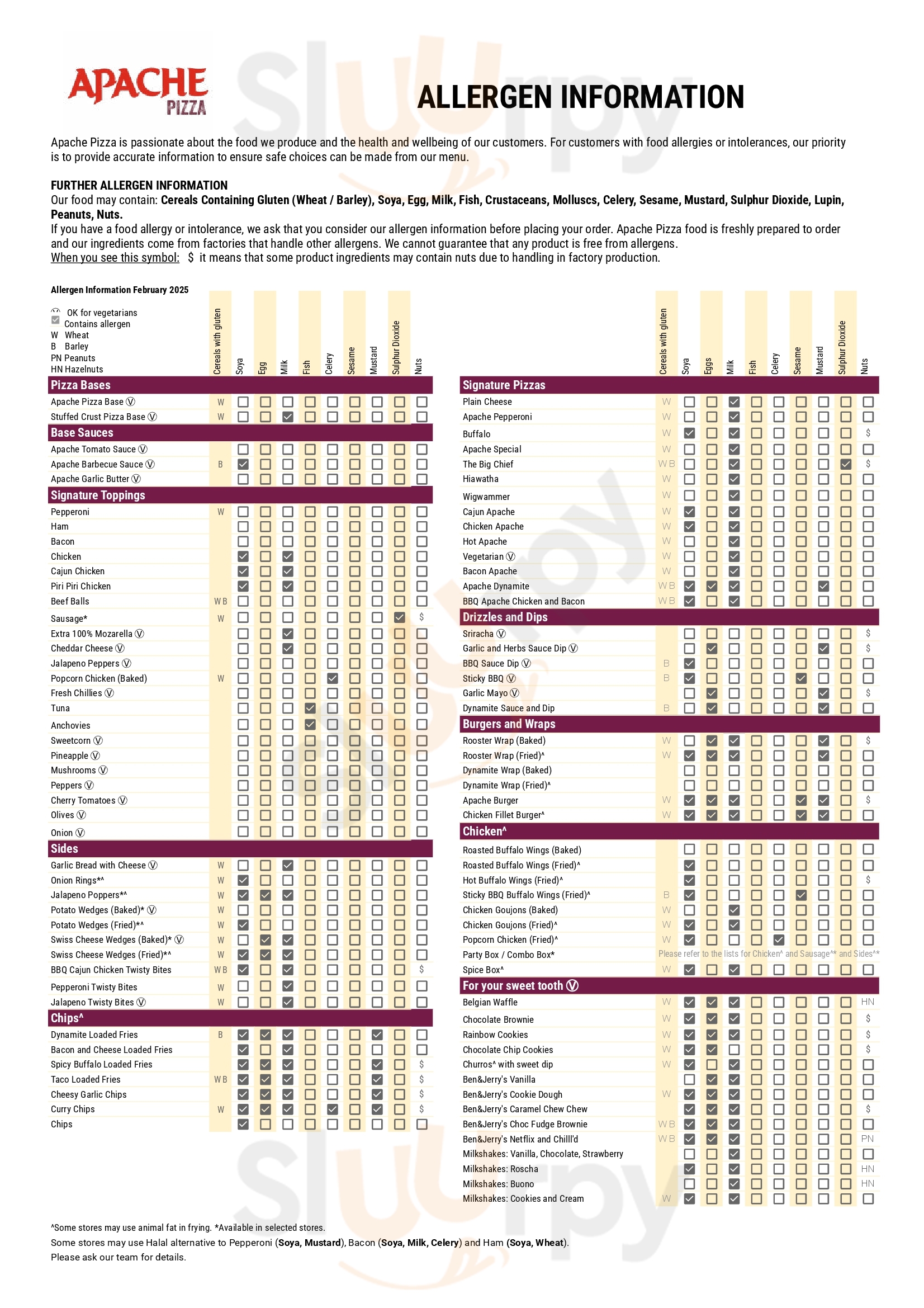 Main Menu - Apache Pizza Hollyhill