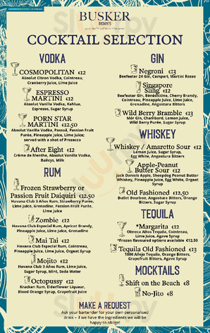 Busker Brownes menu