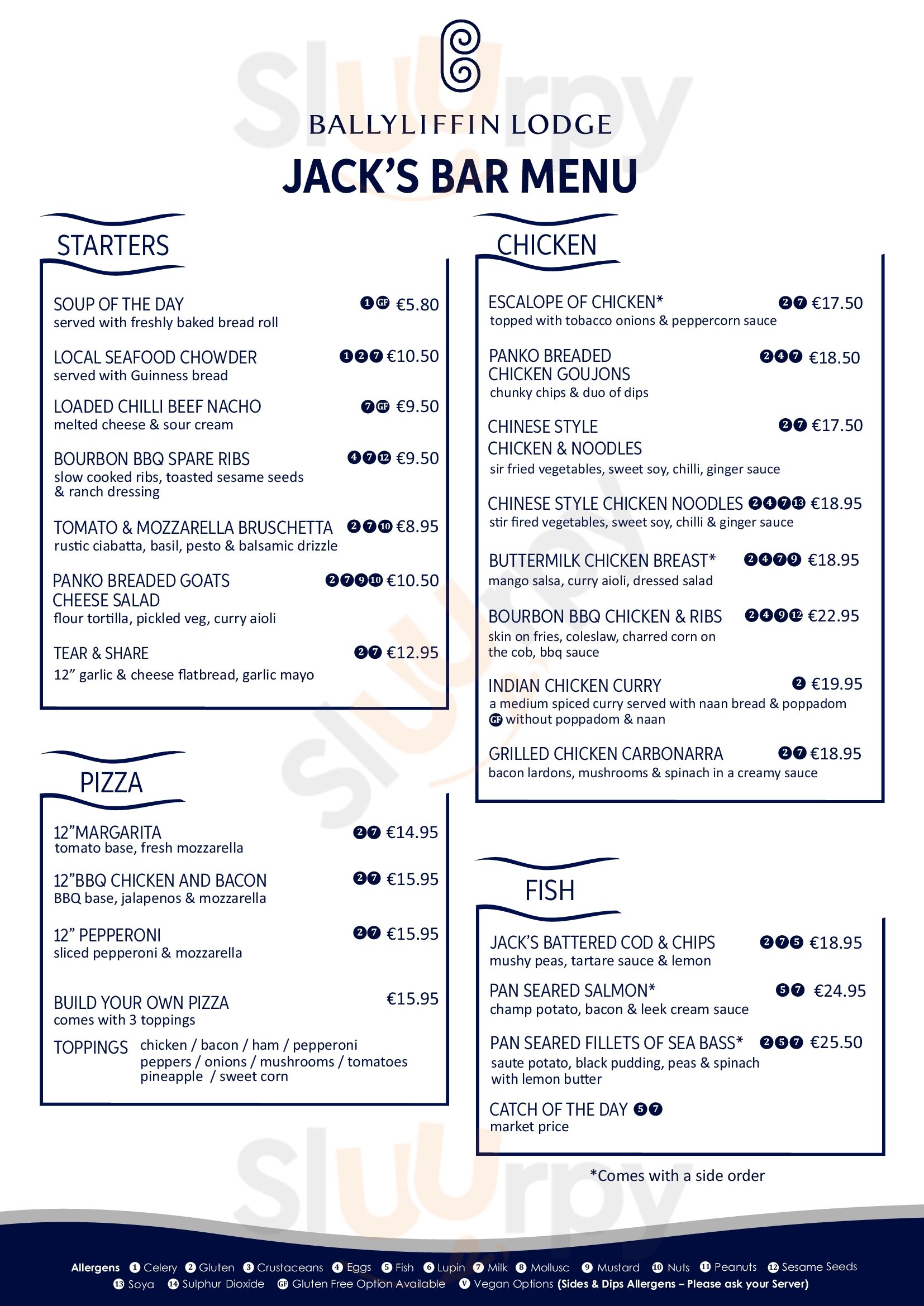 Jack's Restaurant At The Ballyliffin Lodge Ballyliffin Menu - 1