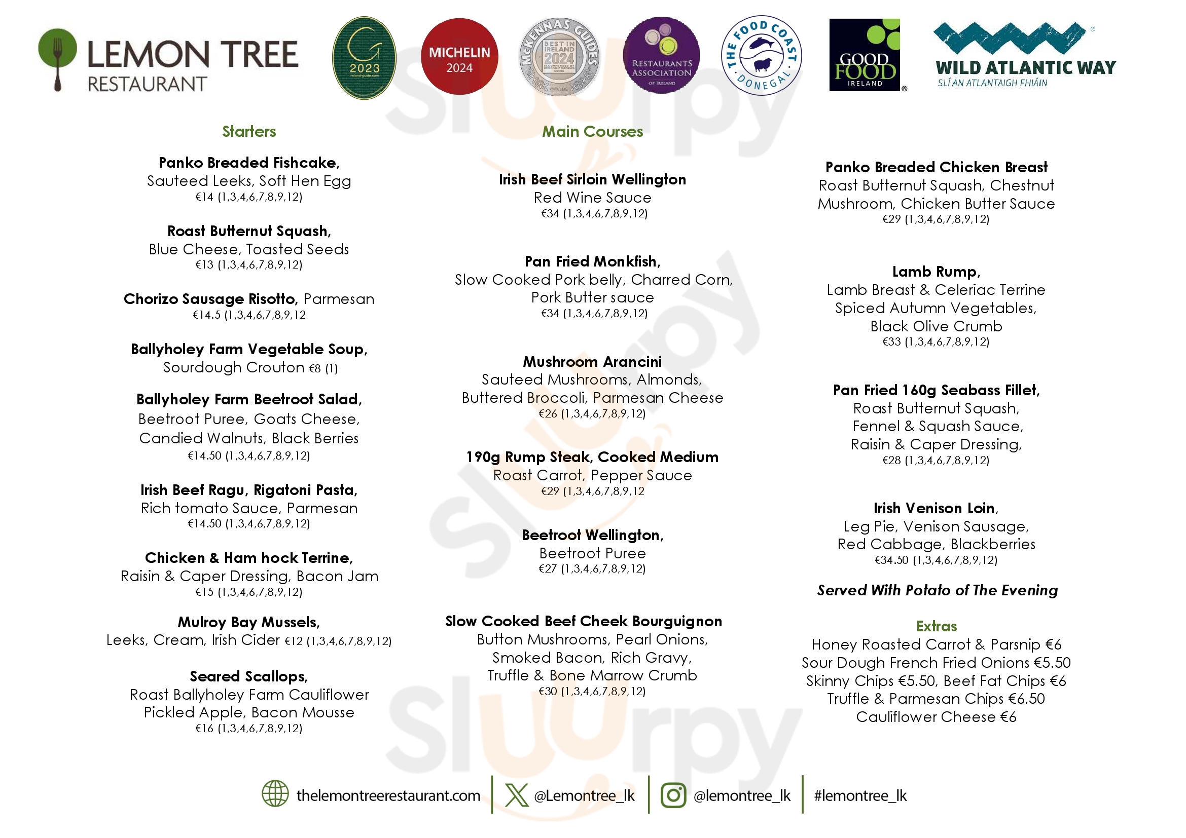 The Lemon Tree Letterkenny Menu - 1