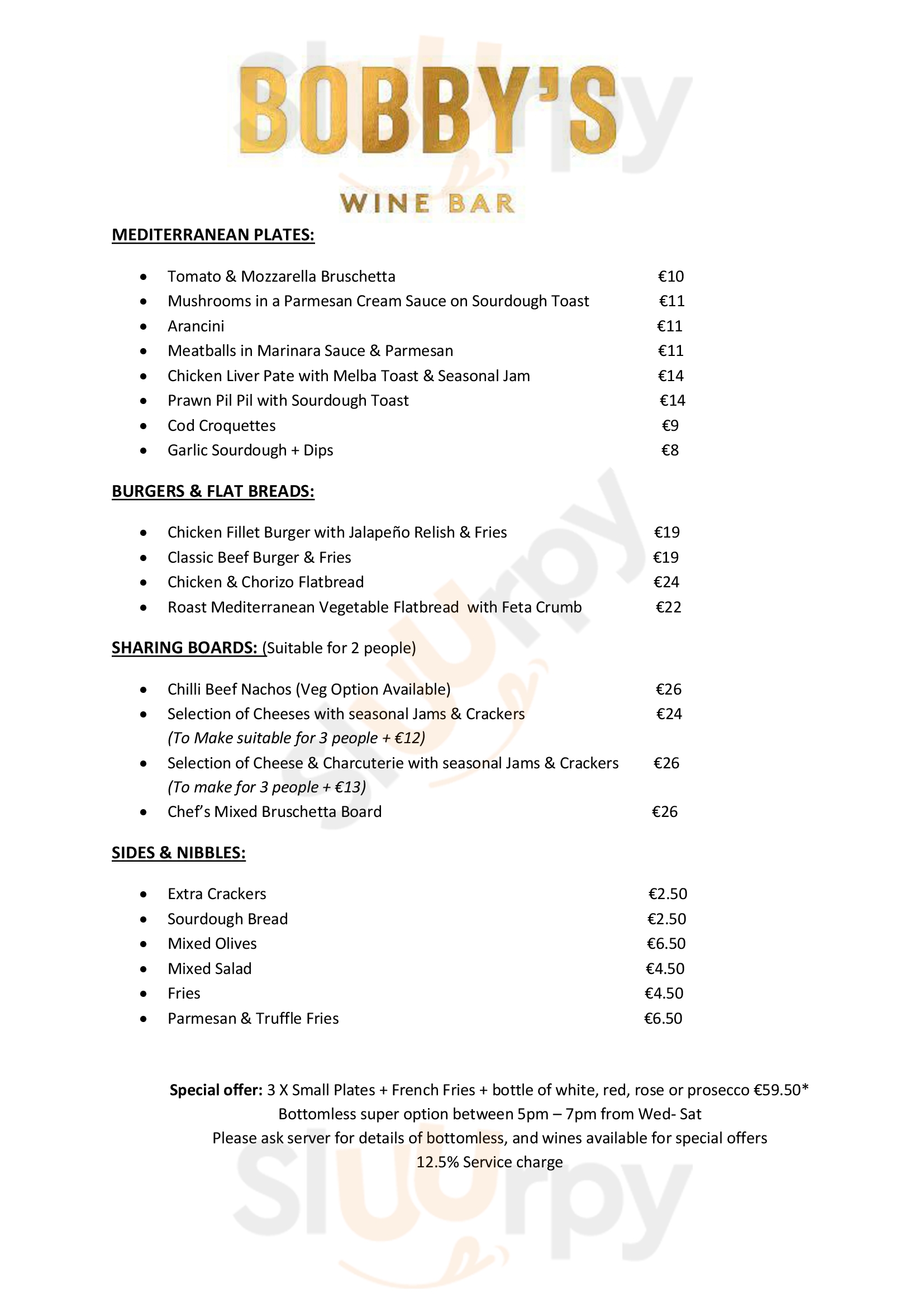 Main Menu - Bobby's Wine Bar