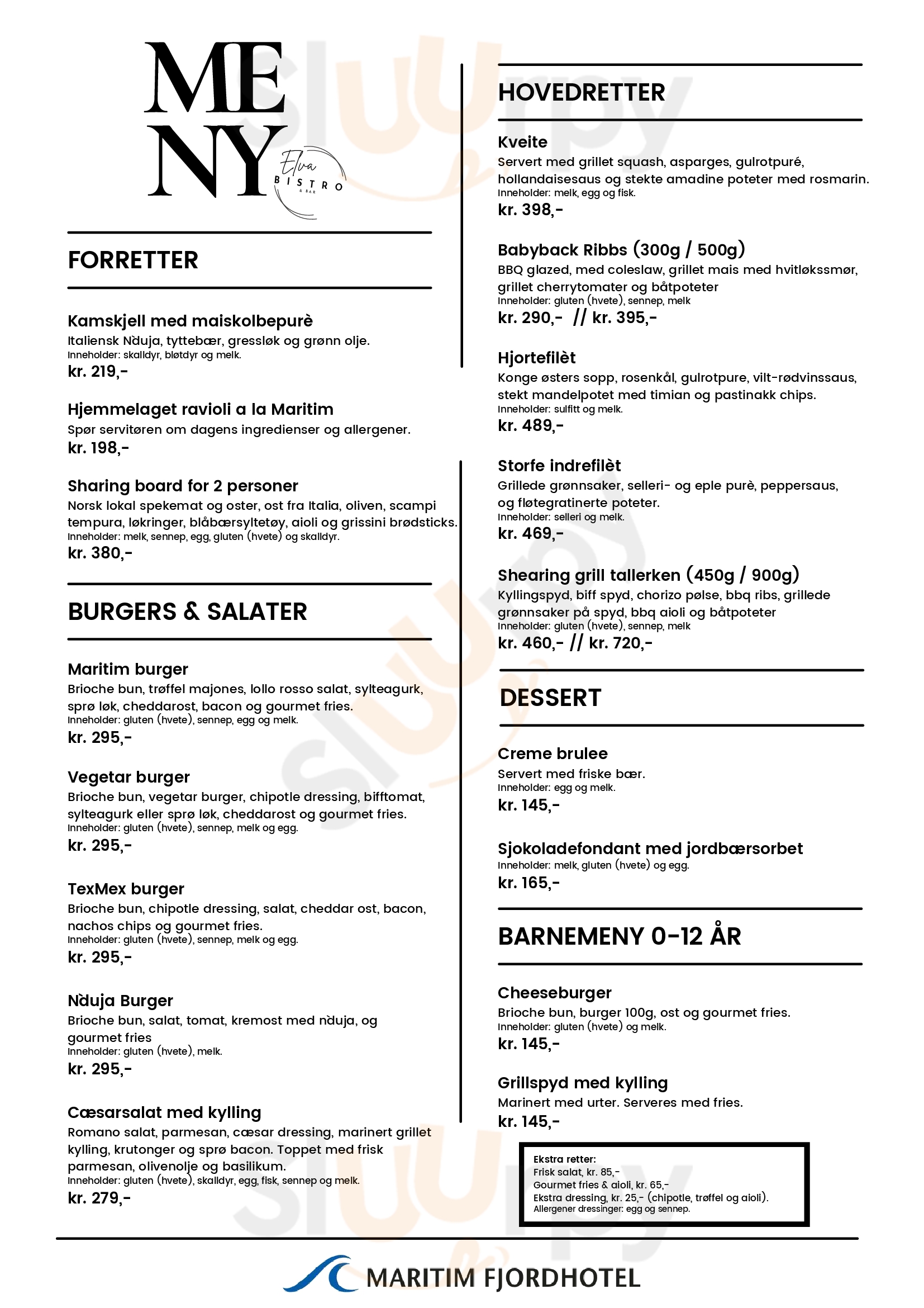 Maritim Fjordhotell Flekkefjord Menu - 1