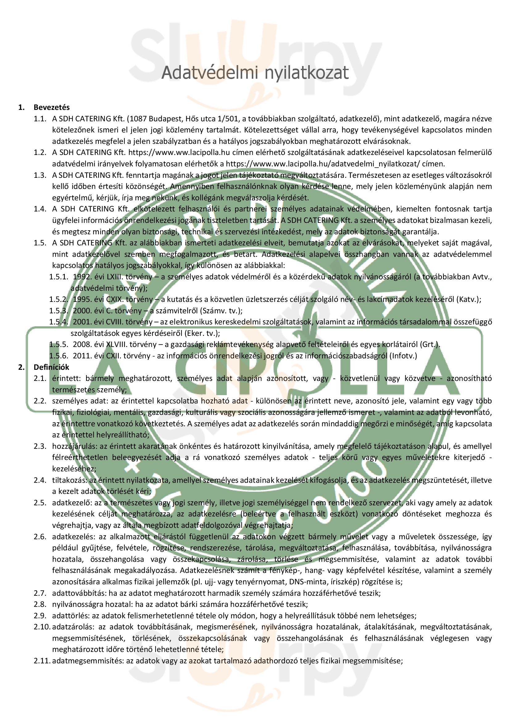 La Cipolla Budapest Menu - 1