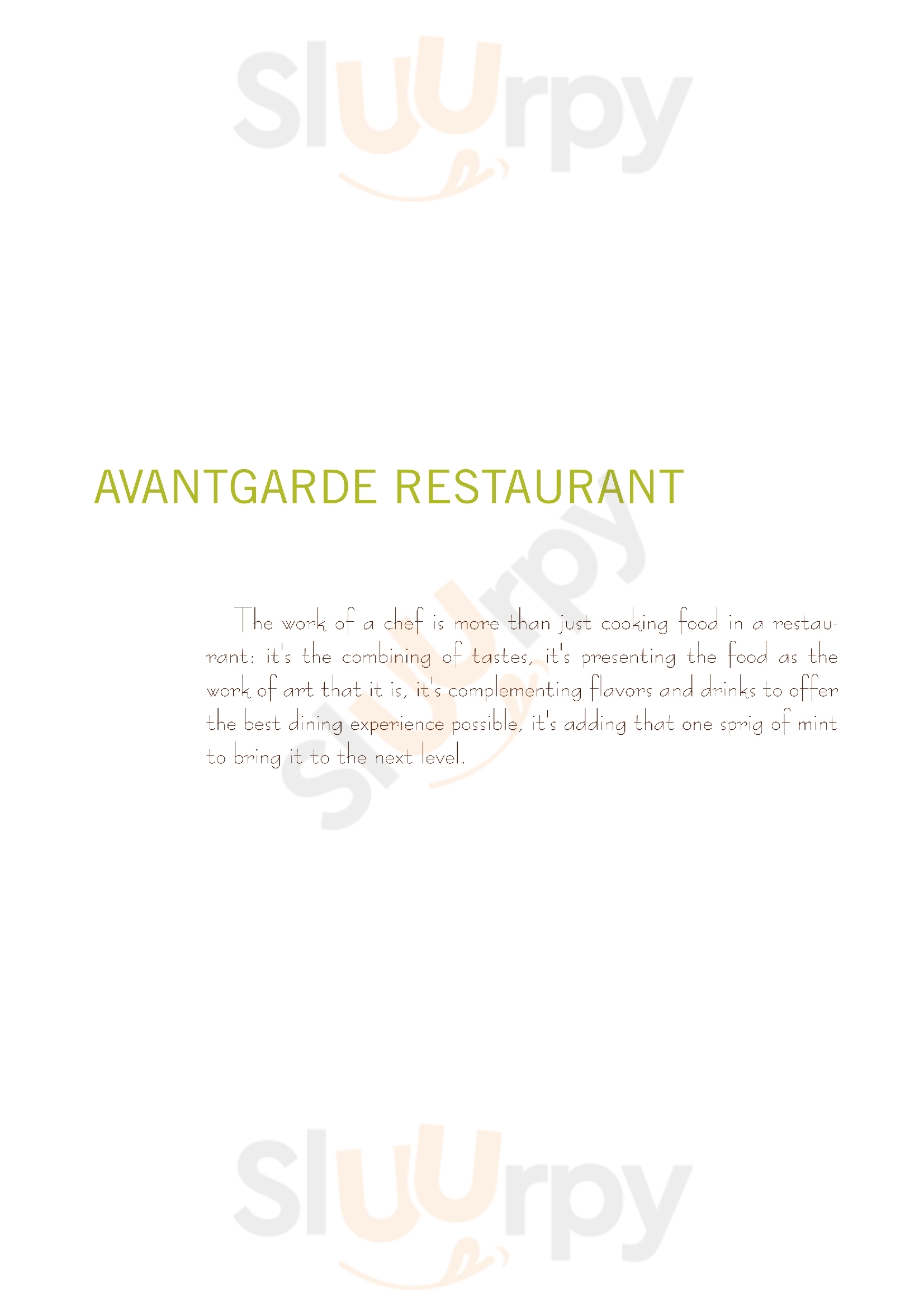 Avantgarde Sky Restaurant Bucharest Menu - 1